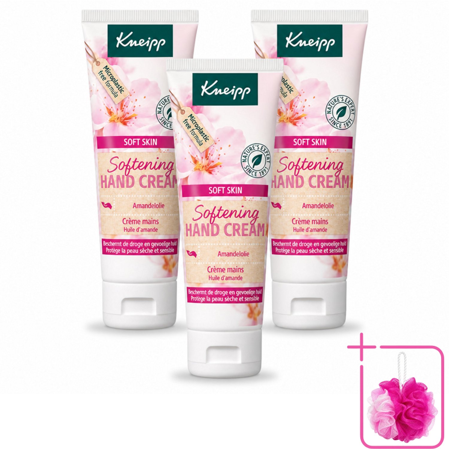 3 x Kneipp - Handcrème - Soft Skin - Amandelbloesem - 75 ml - Bulkverpakking - Handcrème - Douchemop - Droge handen