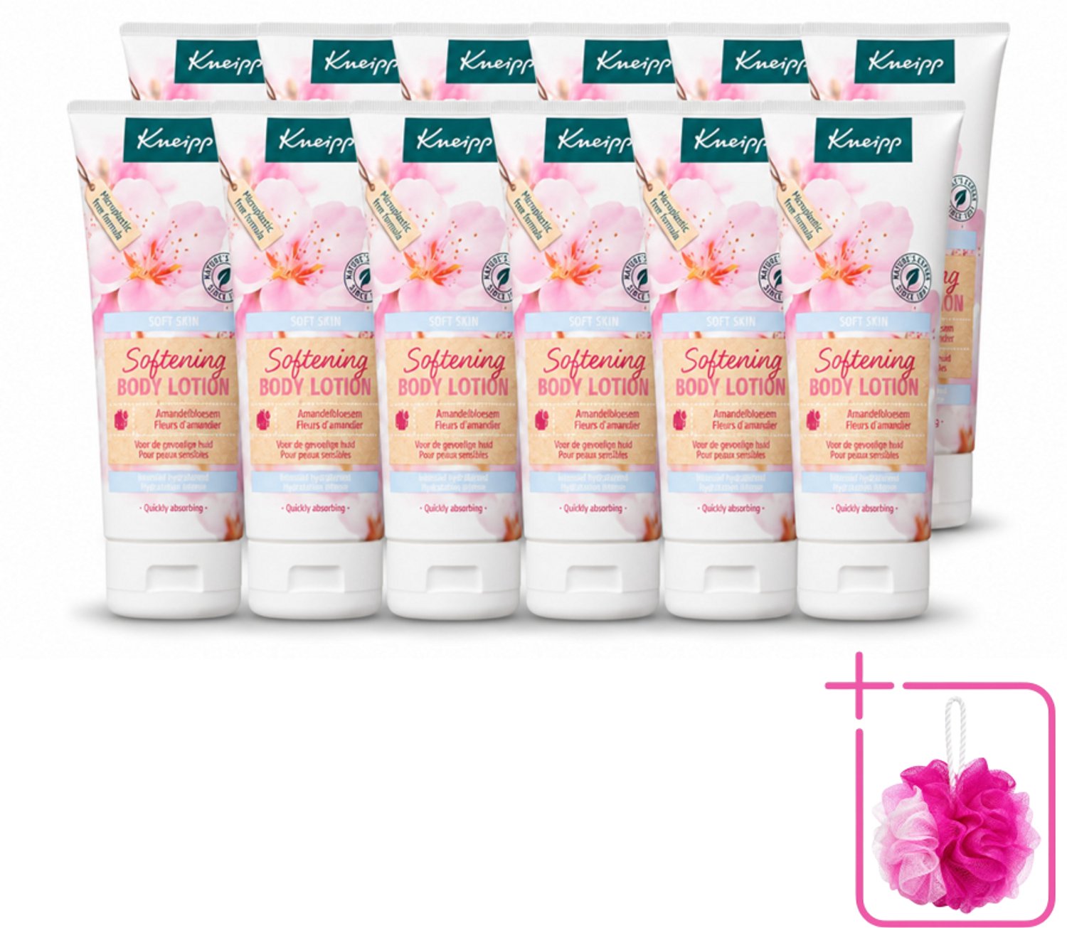 12 x Kneipp - Body lotion - Soft Skin - Amandelbloesem - 200 ml - Bulkverpakking - Gevoelige huid - Douchemop - Amandelolie