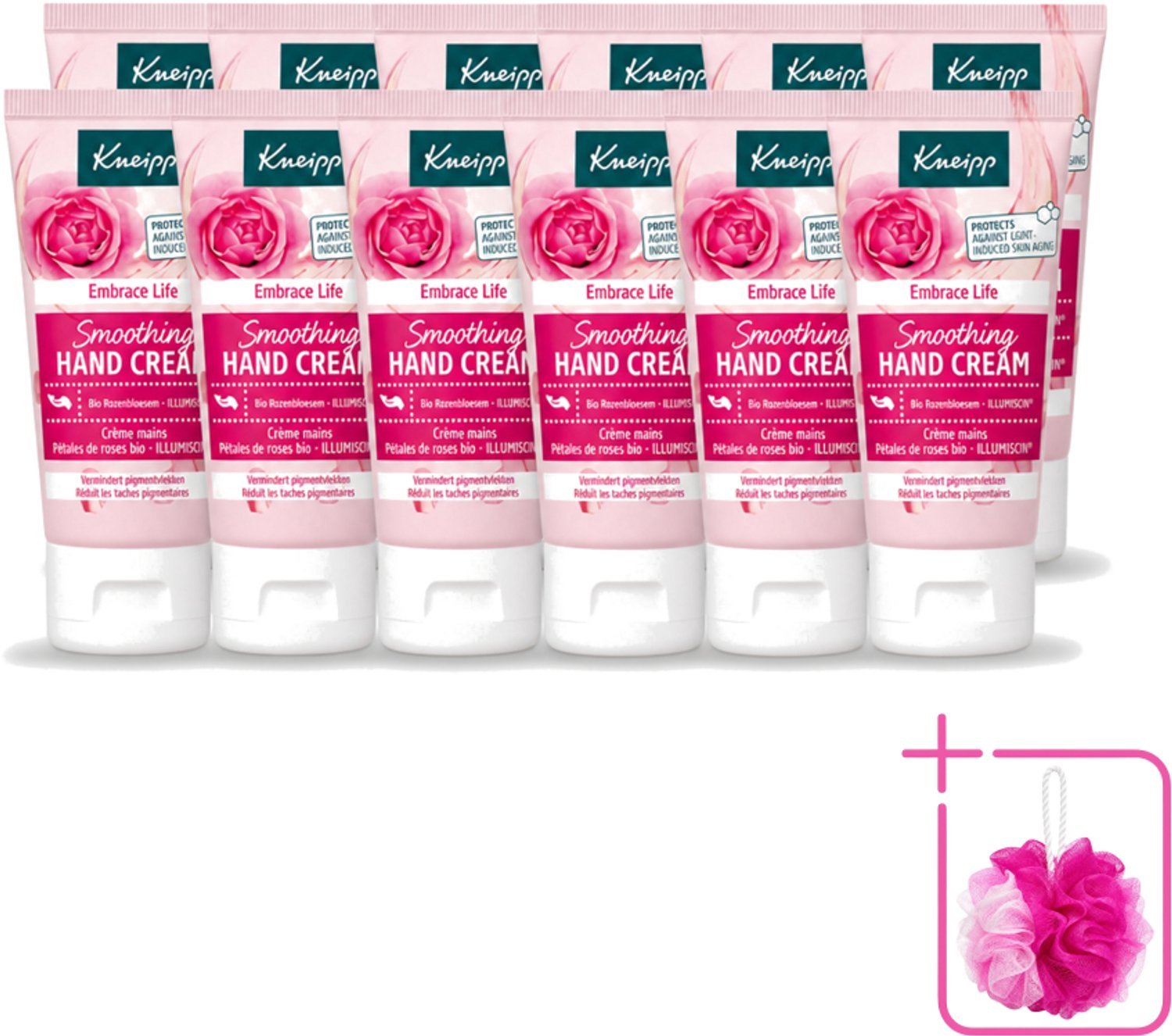 12 x Kneipp - Handcrème - Embrace Life - Anti‑Aging (ILLUMISCIN) - 50 ml - Bulkverpakking - Handcrème - Douchemop - Anti-ouderdom