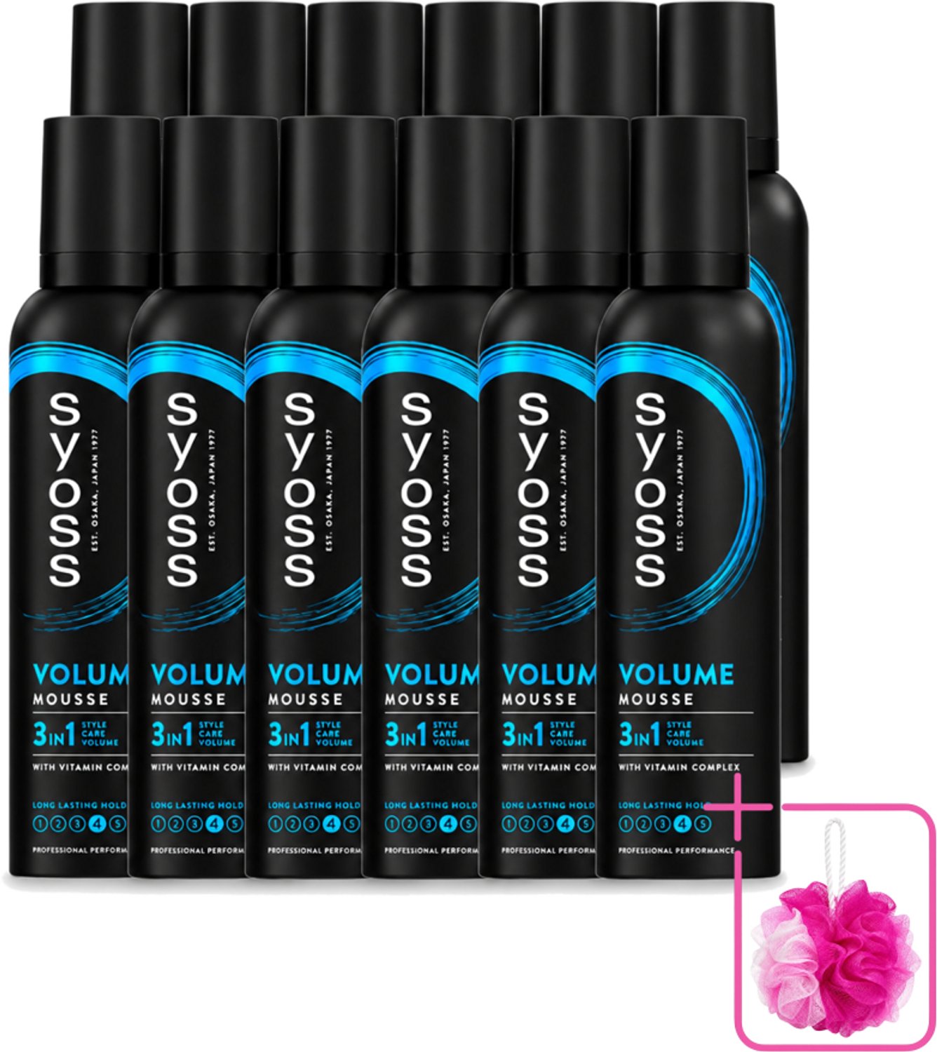 12 x Syoss - Volume - Haarmousse - Langdurige Volume - 250 ml - Bulkverpakking - Haarmousse volume - Douchemop - Salonkwaliteit haar