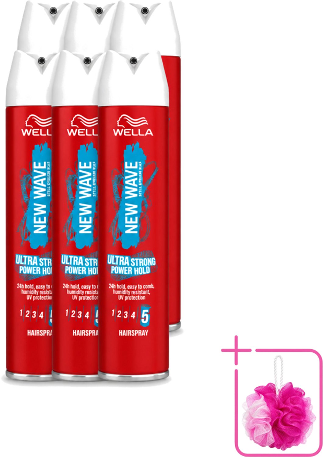 6 x Wella – New Wave Rock’n Hold Ultra Strong – Haarspray – 250 ml - Bulkverpakking - Haarspray - Douchemop - Stevigheid