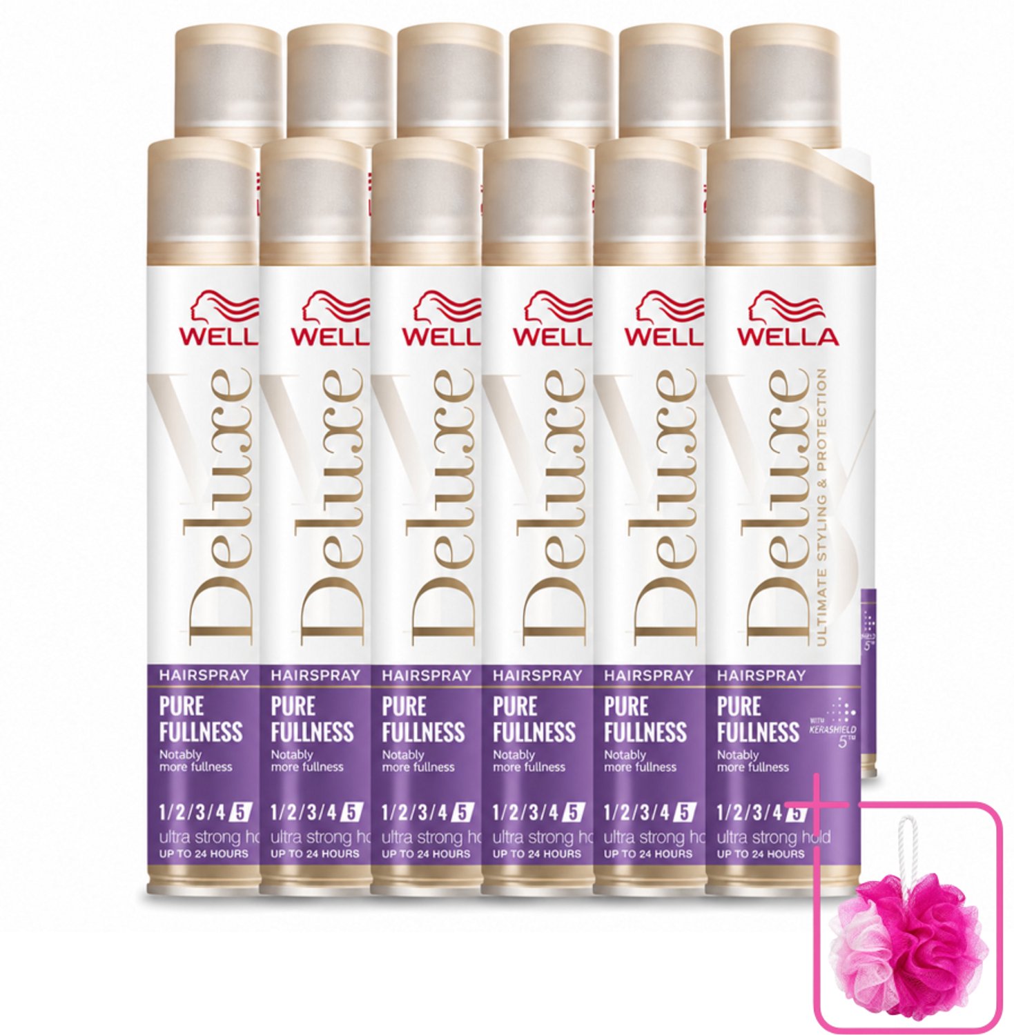 12 x Wella – Deluxe Pure Fullness – Haarspray – 250 ml - Bulkverpakking - Haarspray - Douchemop - Volume