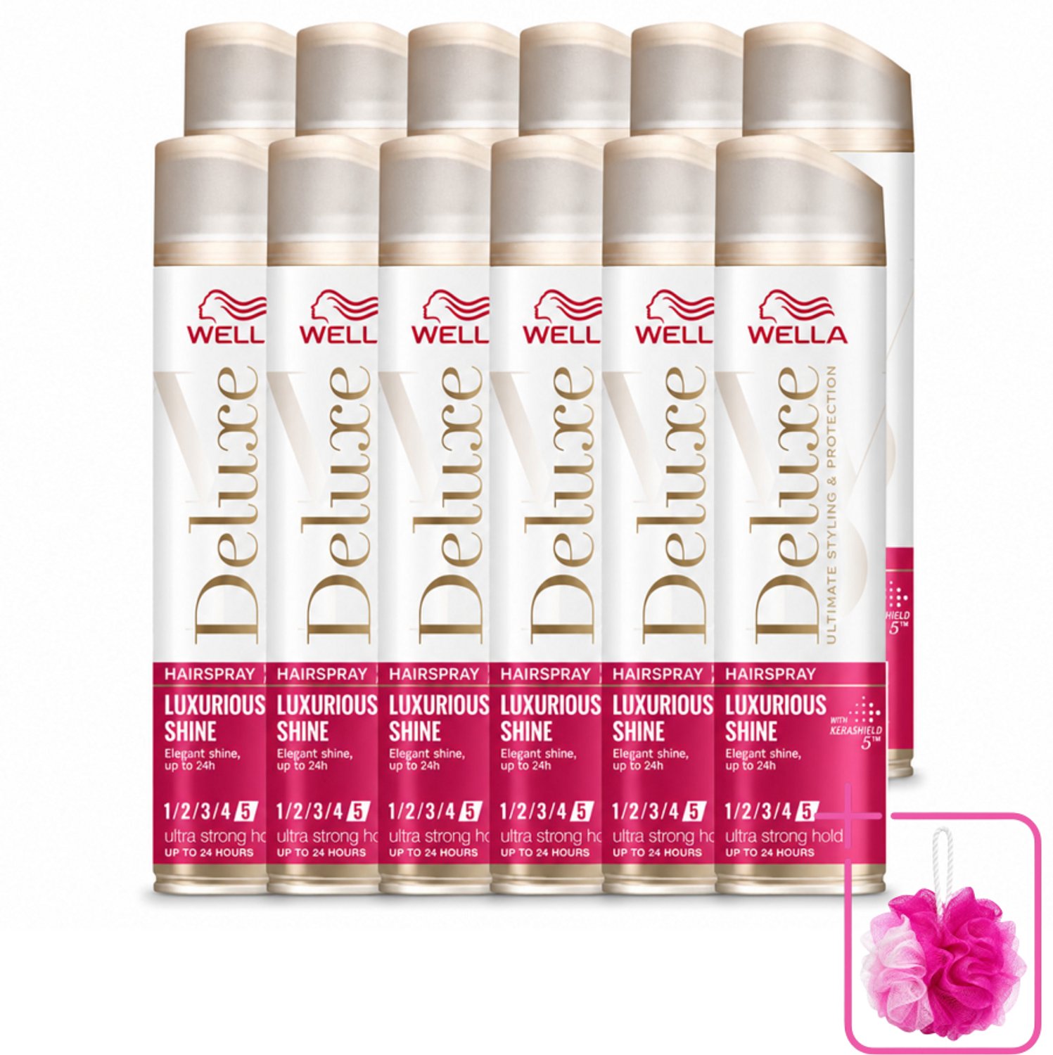 12 x Wella – Deluxe Luxurious Shine – Haarspray – 250 ml - Bulkverpakking - Haarspray - Douchemop - Glans