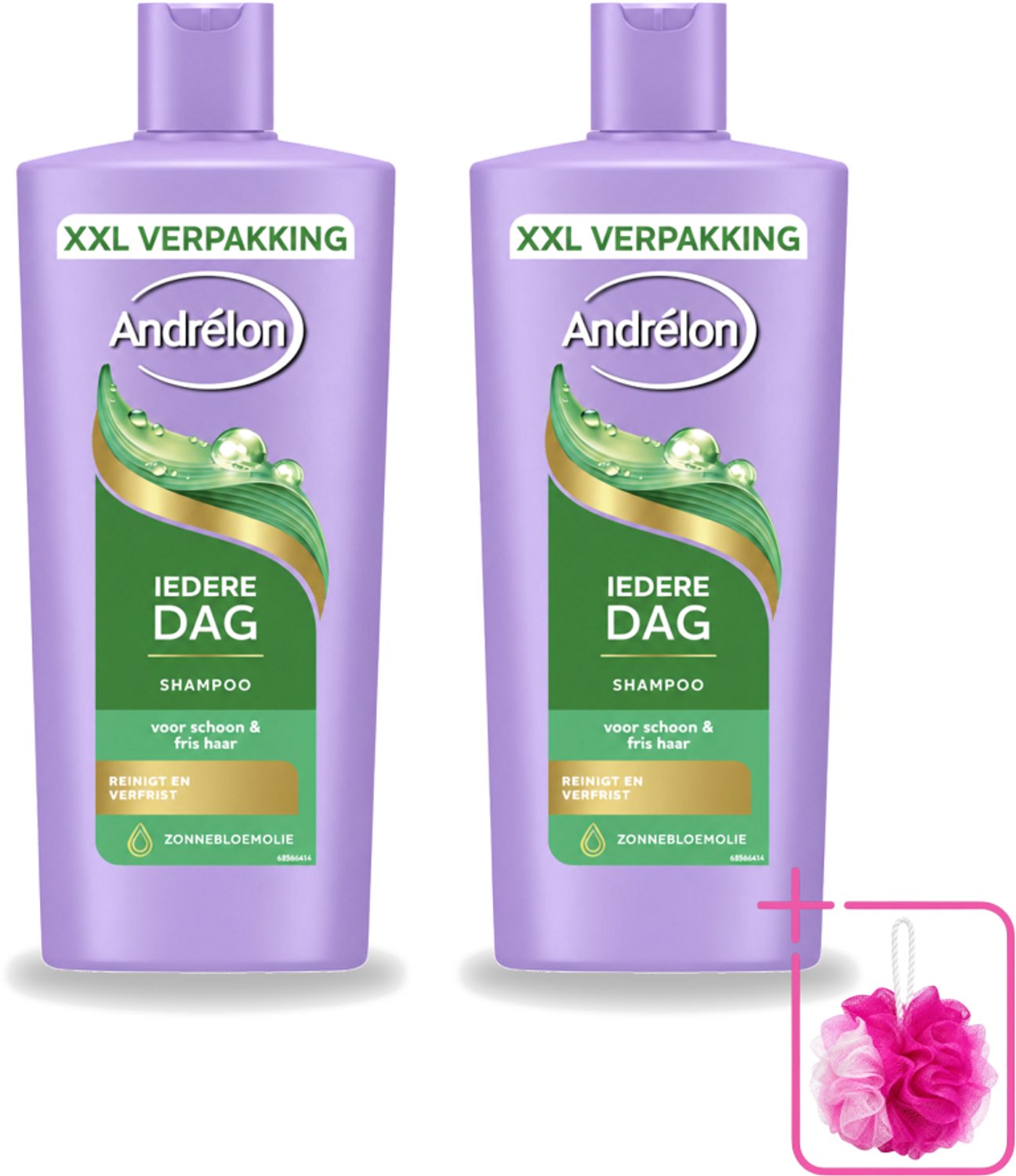 2 x Andrélon – Shampoo – Iedere Dag – 685 ml - Bulkverpakking - Dagelijks haarwassen - Douchemop - Zachte shampoo