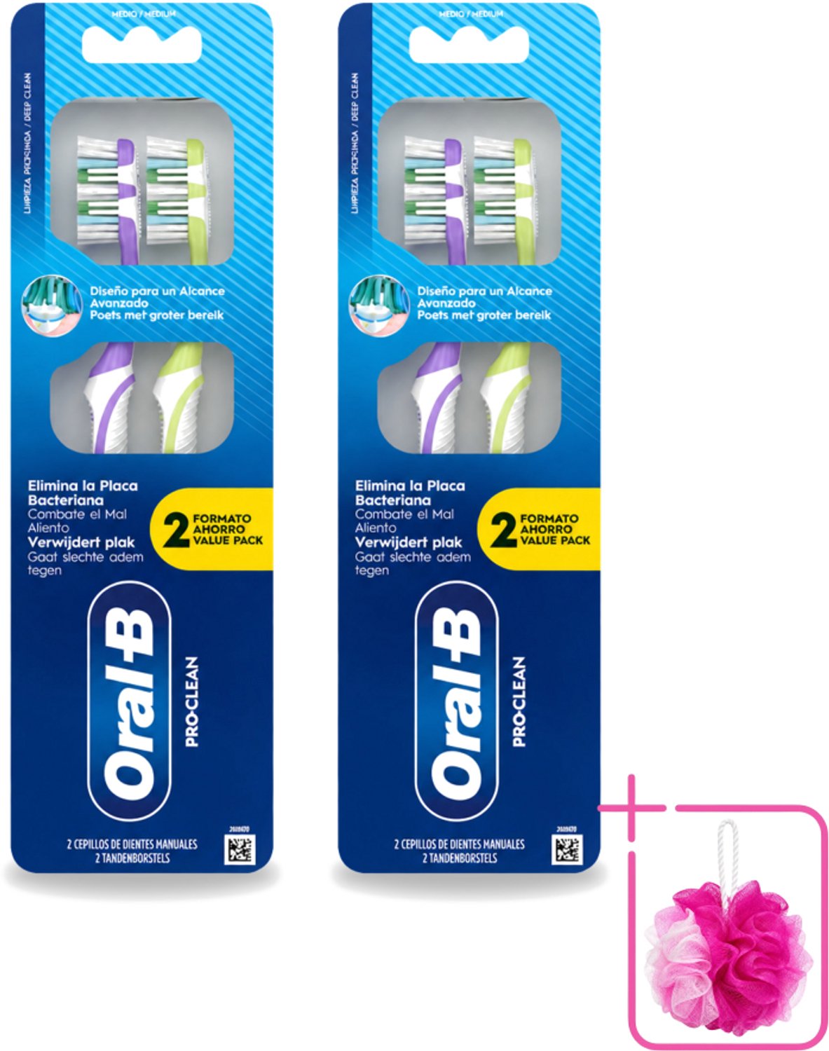 2 x Oral-B - Pro-Clean – Tandenborstel – Manueel – 2-pack - Bulkverpakking - Handtandenborstel - Tandenborstel
