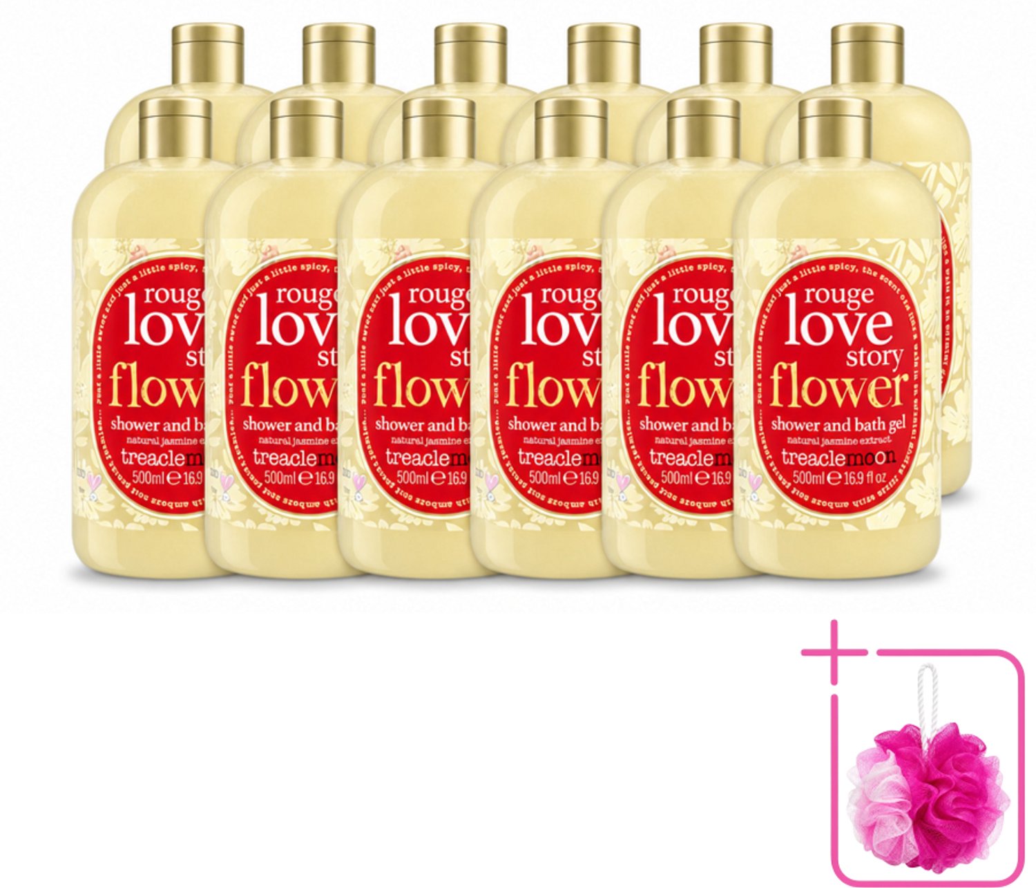 12 x Treaclemoon – Bad- & Douchegel – Rouge Love Story – 500 ml - Bulkverpakking - Bad en douchegel - Douchemop - Gember