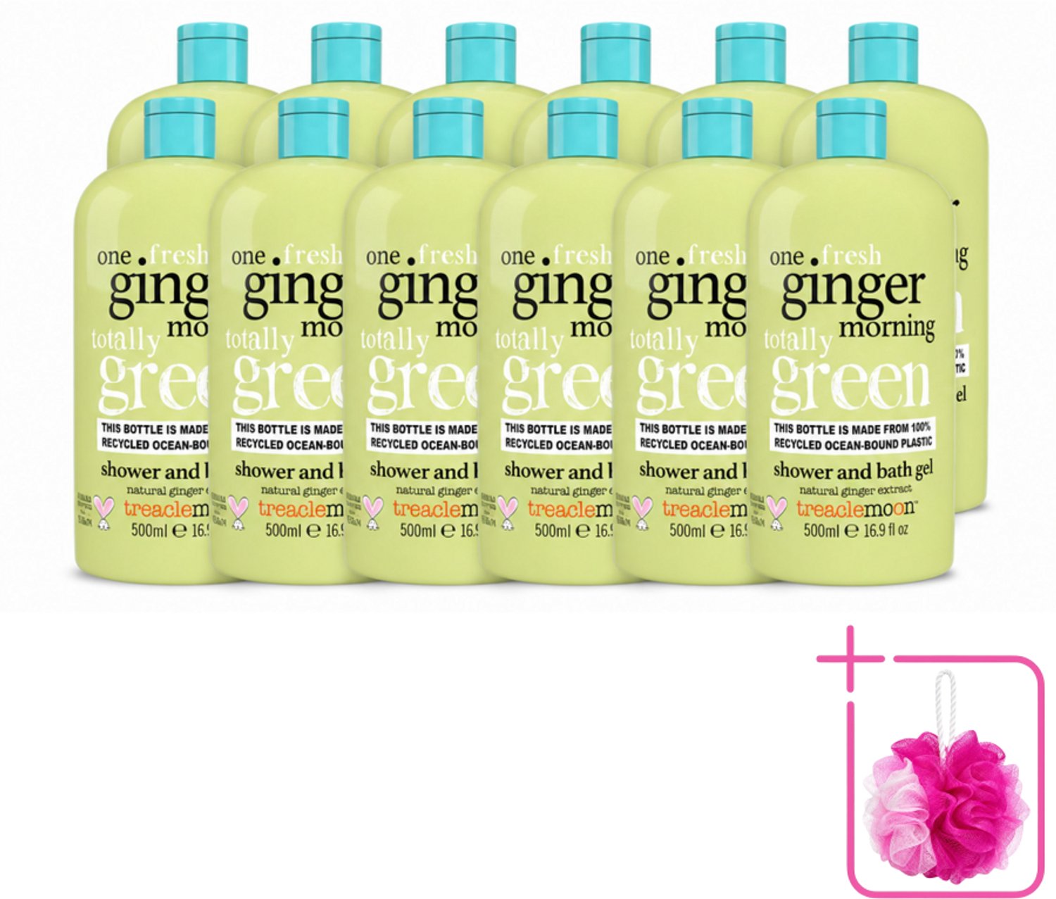 12 x Treaclemoon – Douchegel – One Ginger Morning – 500 ml - Bulkverpakking - Gemberdouchegel - Douchemop - Energieboost