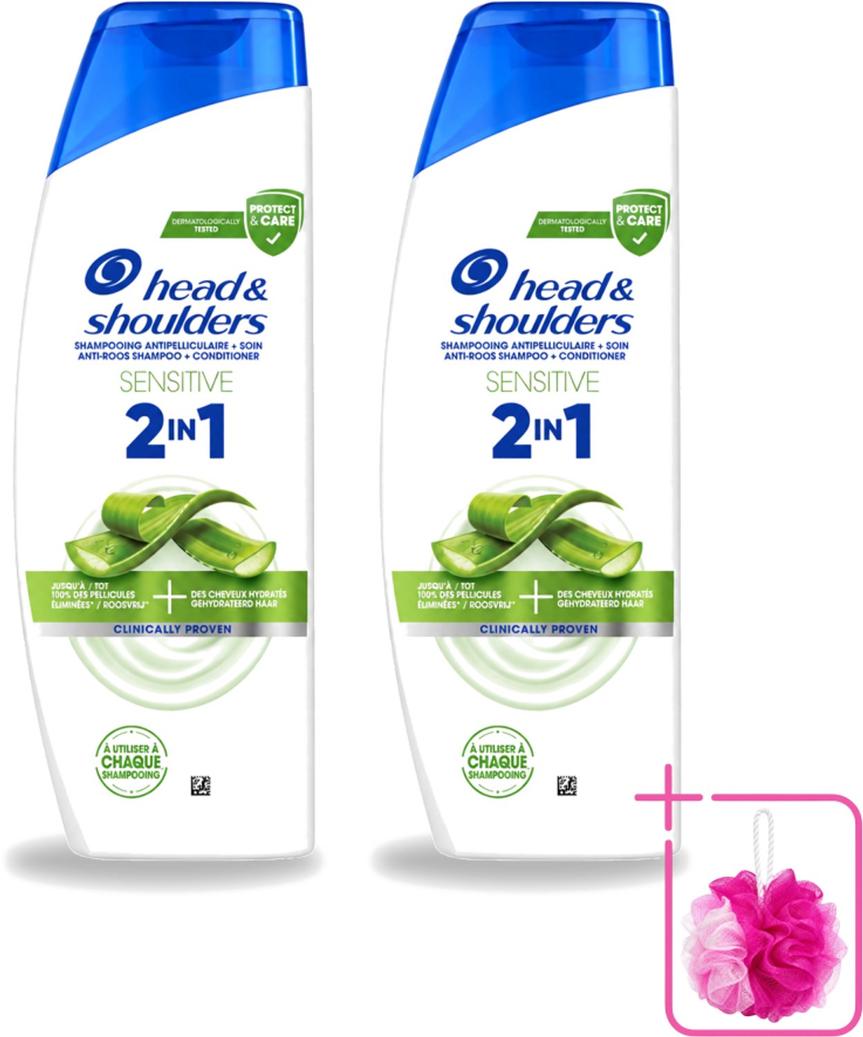 2 x Head & Shoulders – 2-in-1 – Sensitive – 300 ml - Bulkverpakking - Anti-roos shampoo - Douchemop - 2-in-1 shampoo