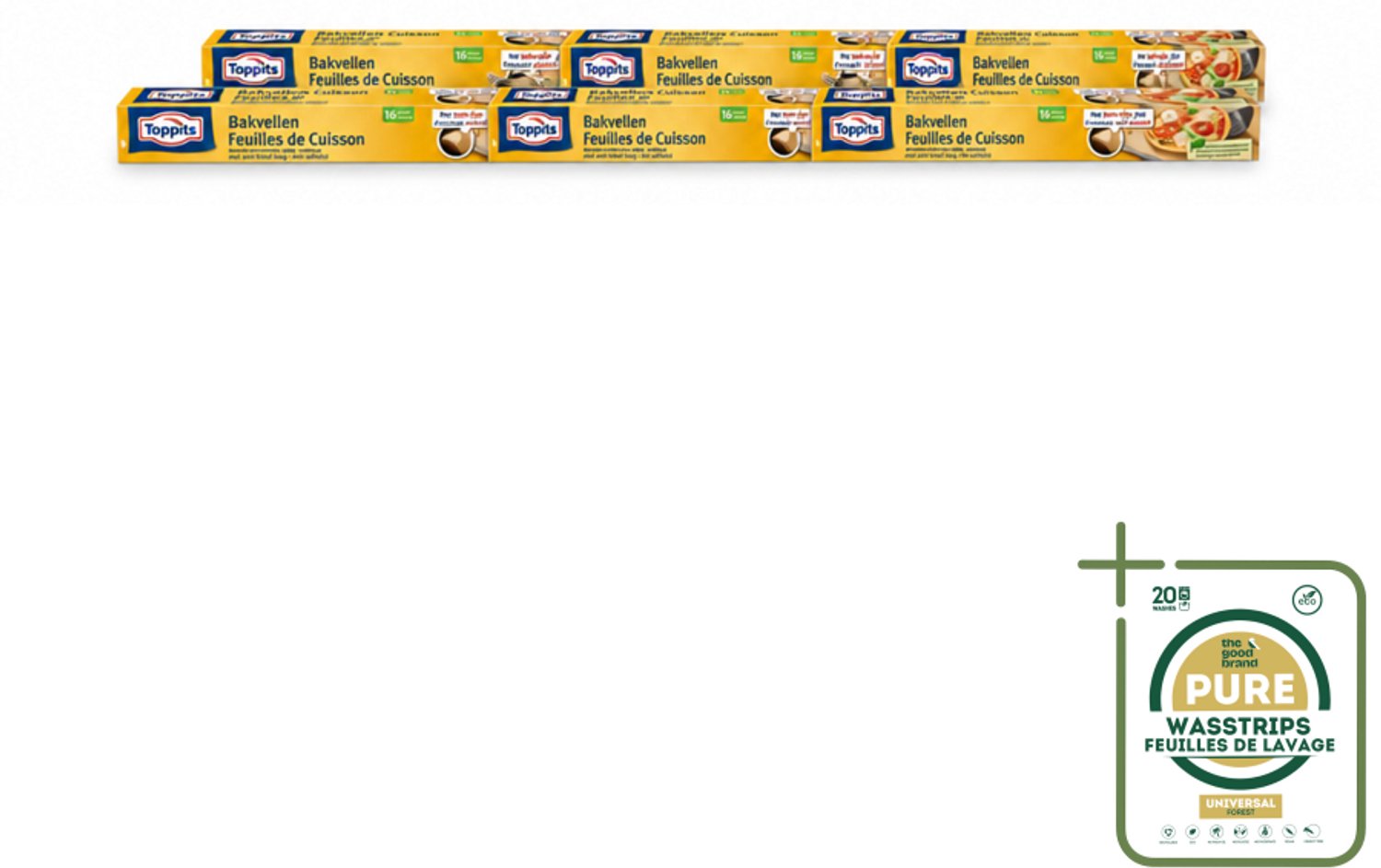6 x Toppits – Bakpapiervellen – 16 vellen - Wasstrips - Bakpapier - Bakpapier Vellen - Bakpapier Met Antikleefbescherming - Bakpapier 3d - Bakpapier Voor Koekjes