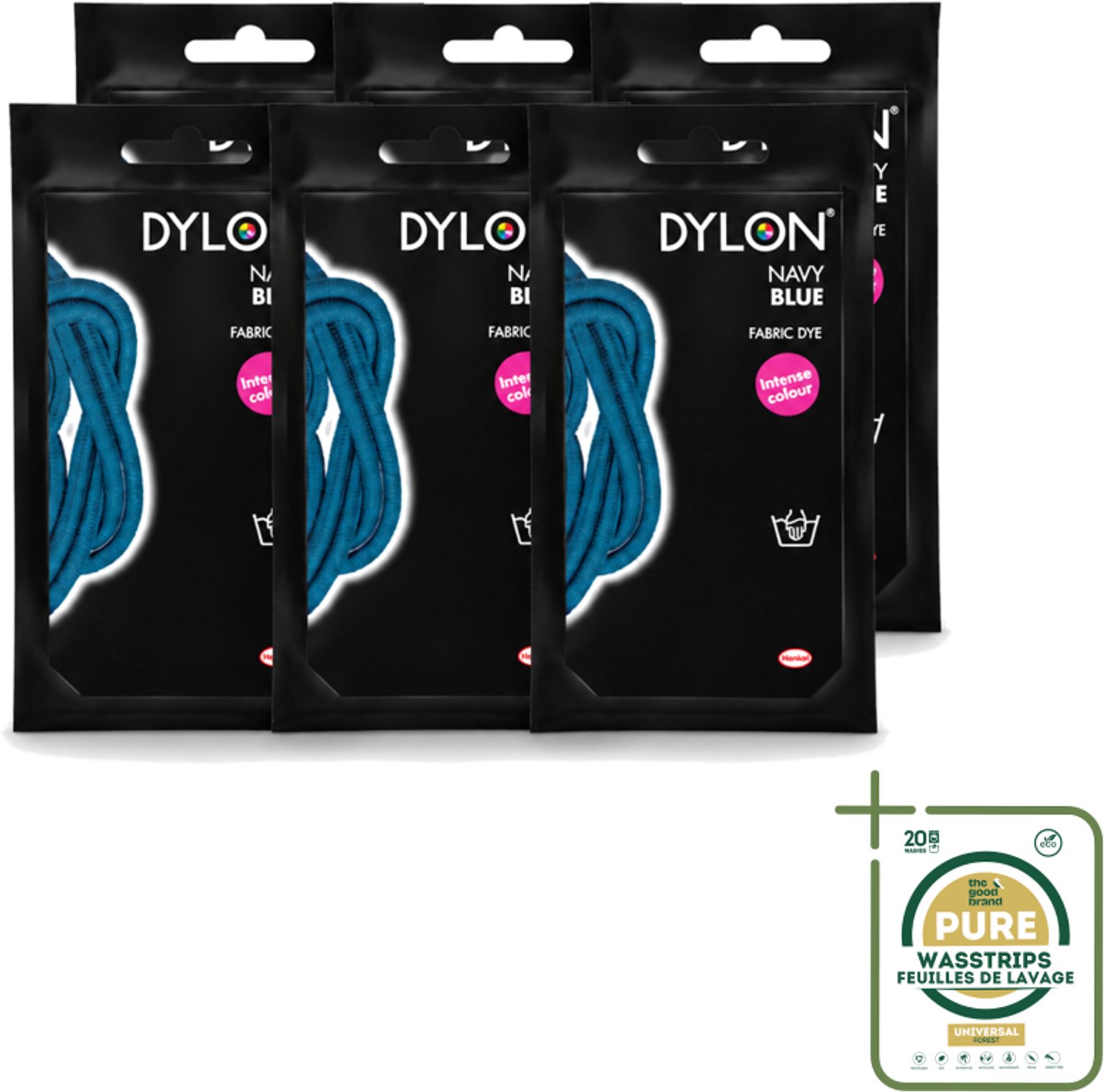 6 x DYLON – Textielverf Handwas – Navy Blue – 50 g - Wasstrips - Textielverf - Handwas - Navy Blue - Textielverf Handwas - Kleding Verven