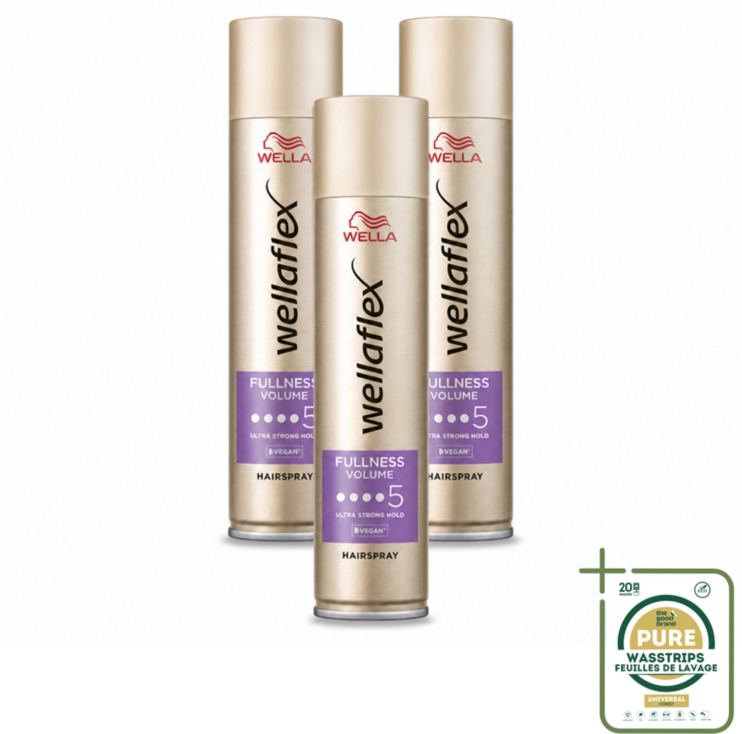 3 x Wella – Flex Fullness Volume Ultra Strong – Haarspray – 250 ml - Wasstrips - Haarspray - Volumeverhogend - Haarfixatie - Dun Haar - Fijn Haar