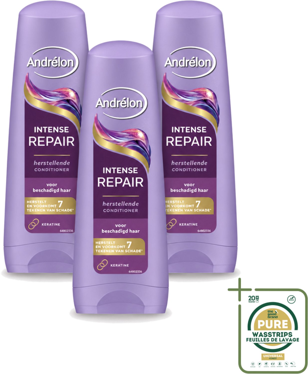 3 x Andrélon – Conditioner – Intense Repair – 200 ml - Wasstrips - Haar Herstellen - Beschadigd Haar - Keratine - Haar Bescherming - Haar Herstel