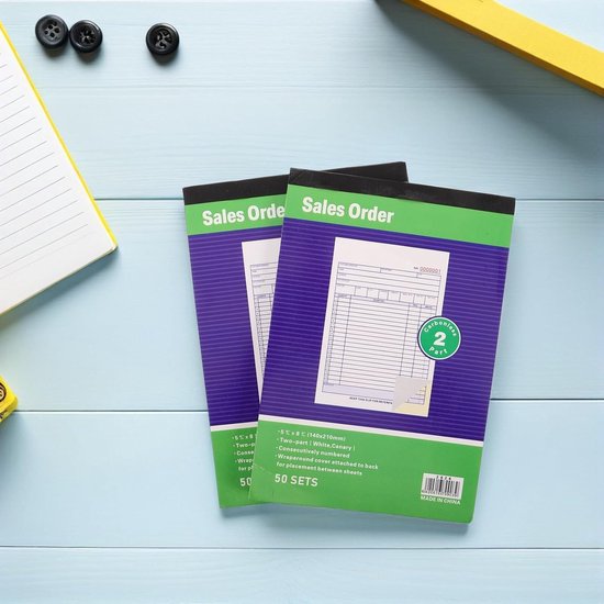 2 Stuks Business Invoice Receipt Book Met Waterdichte Scheurbestendige Cover Zelfkopiërend Voor Efficiënte Orderregistratie Betrouwbare Boekhouding — afbeelding 4