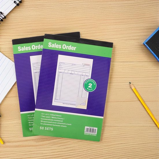 2 Stuks Business Invoice Receipt Book Met Waterdichte Scheurbestendige Cover Zelfkopiërend Voor Efficiënte Orderregistratie Betrouwbare Boekhouding — afbeelding 3