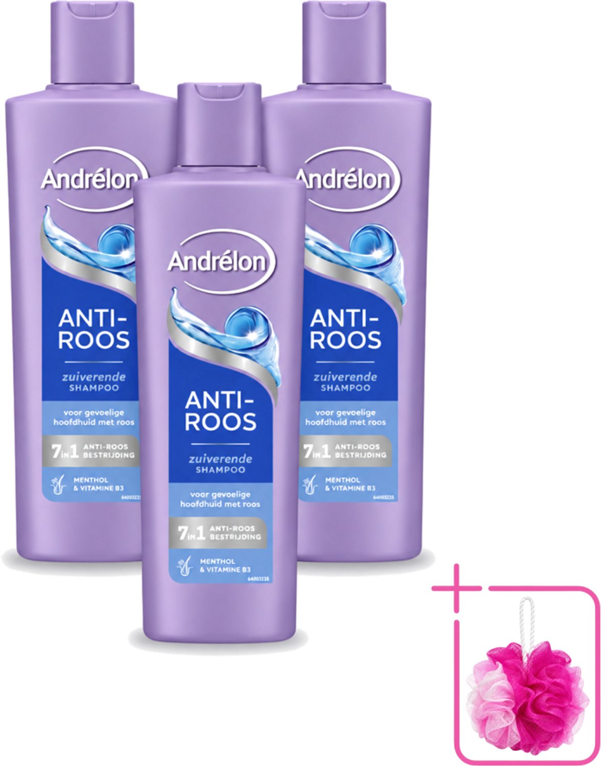 3 x Andrélon – Shampoo – Anti Roos – 250 ml - Bulkverpakking - Roos haar - Douchemop - Roos hoofdhuid