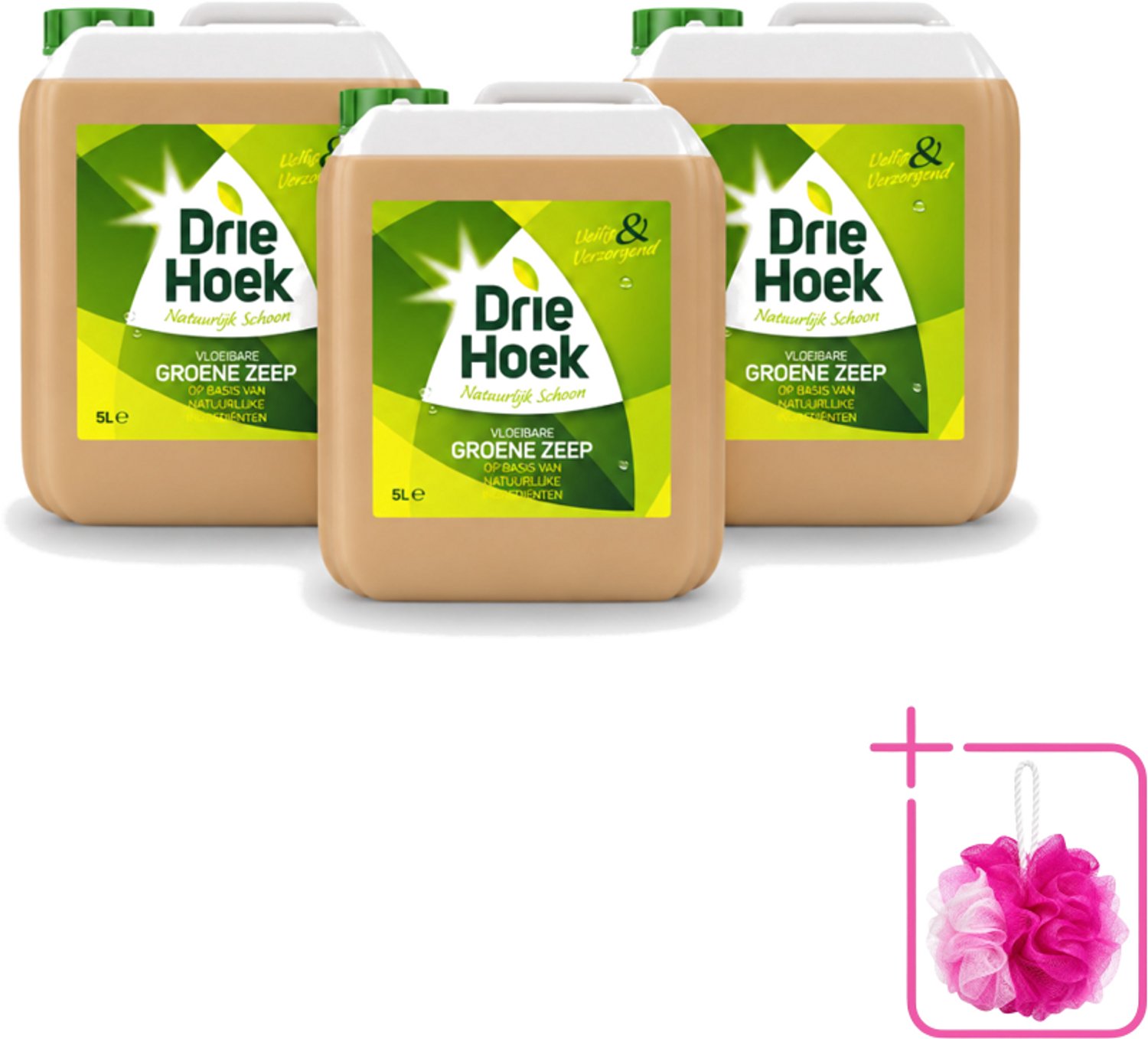 3 x Driehoek – Vloeibare Zeep – Groene Zeep – 5 liter - Bulkverpakking - Schoonmaken - Douchemop - Natuurlijke zeep