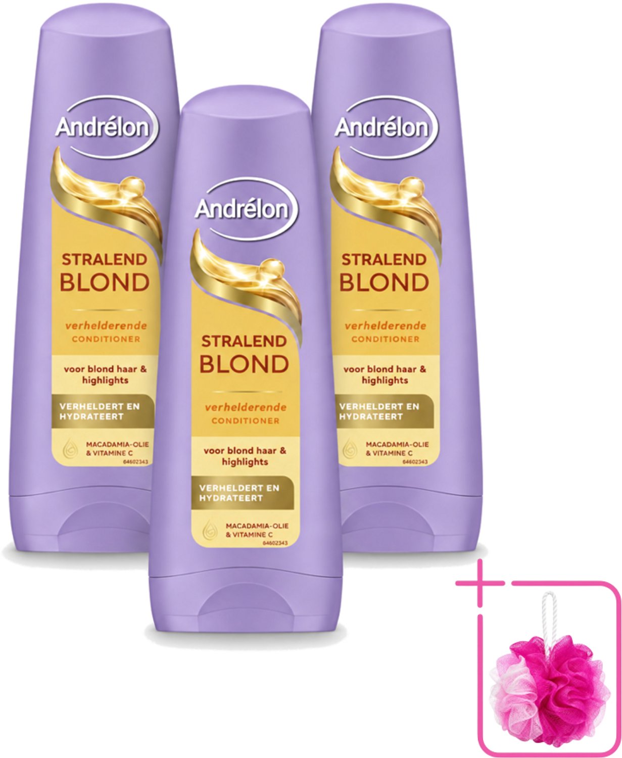 3 x Andrélon – Conditioner – Stralend Blond – 200 ml - Bulkverpakking - Blond haar verzorgen - Douchemop - Verhelderen