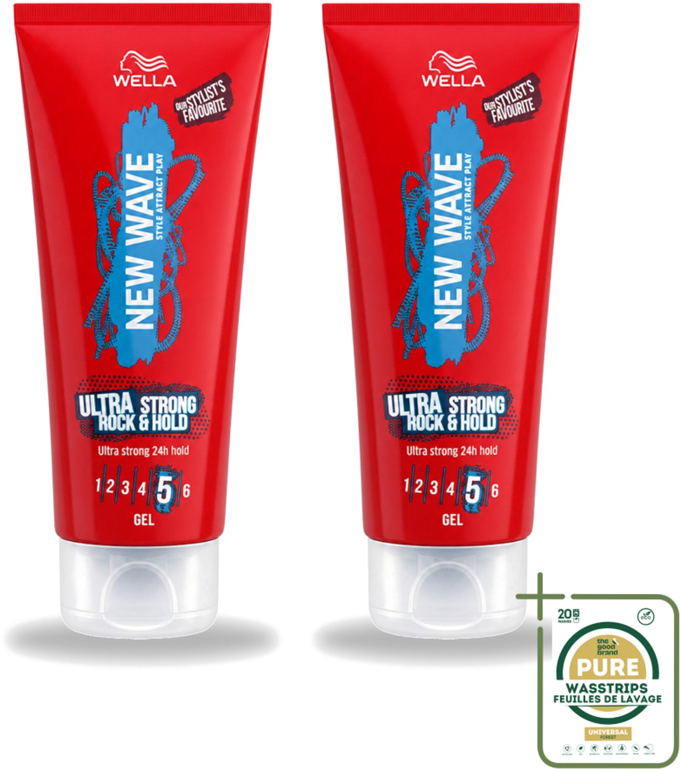 2 x Wella – New Wave Rock’n Hold Ultra Strong – Haargel – 200 ml - Wasstrips - Haarstyling - Haargel - Haartype - Haarkleur - Haarfixatie