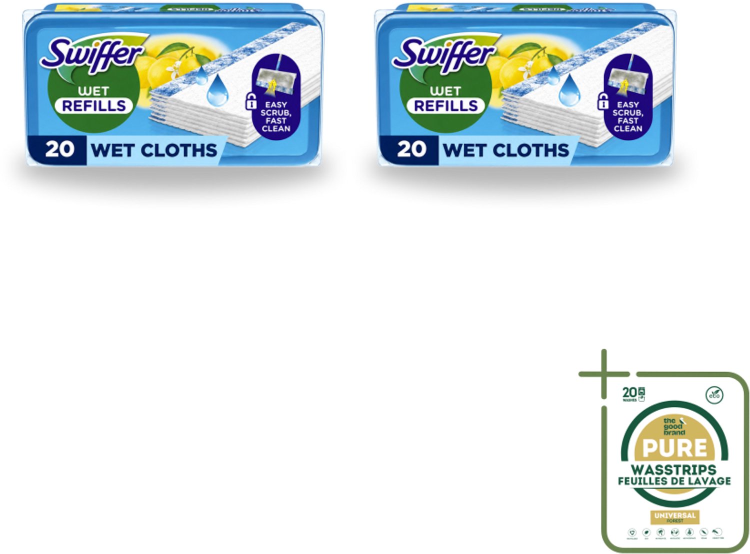 2 x Swiffer - Vloerdoekjes – Citrus Fresh – 20 doekjes - Wasstrips - Vloerdoekjes - Schoonmaken - Dweilen - Vochtige Doekjes - Citroengeur
