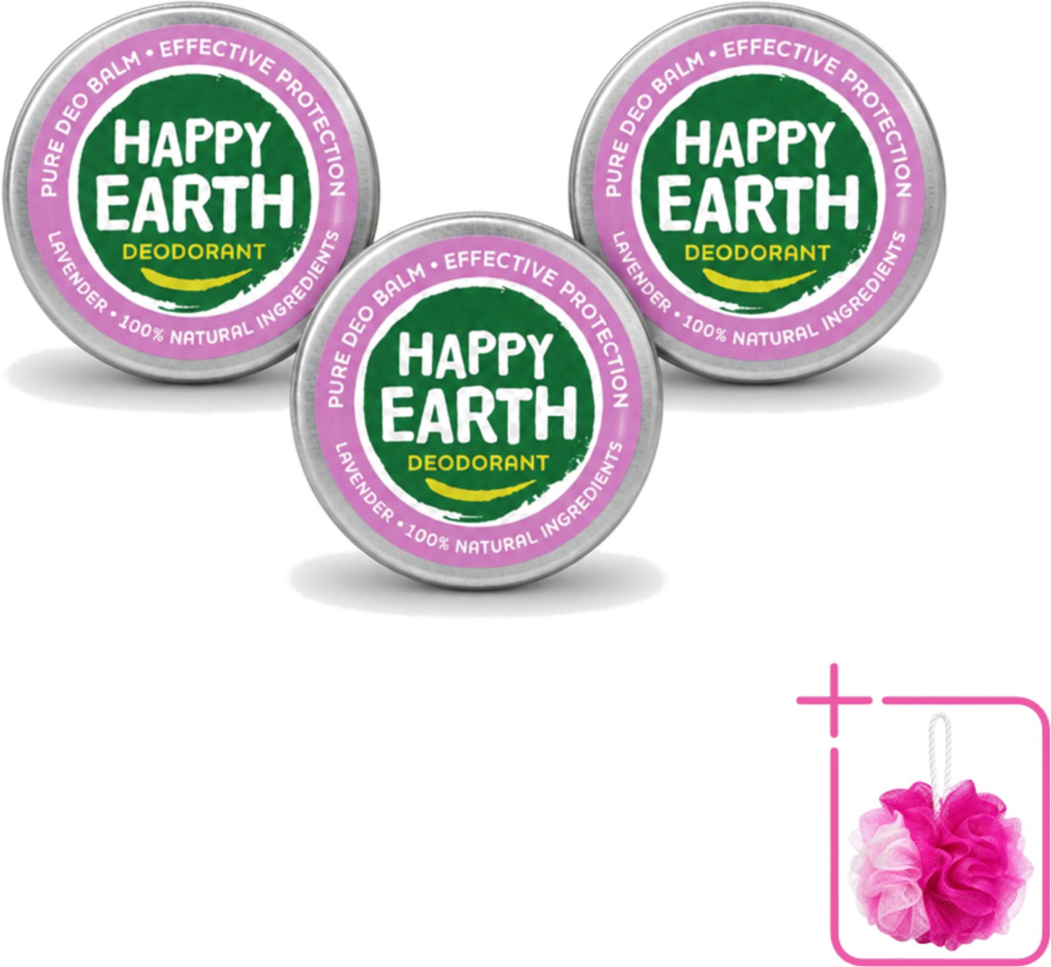 3 x Happy Earth – Deodorant Balm – 100% Natuurlijk Lavender – 45 g - Bulkverpakking - Natuurlijke deodorant - Frisse geur