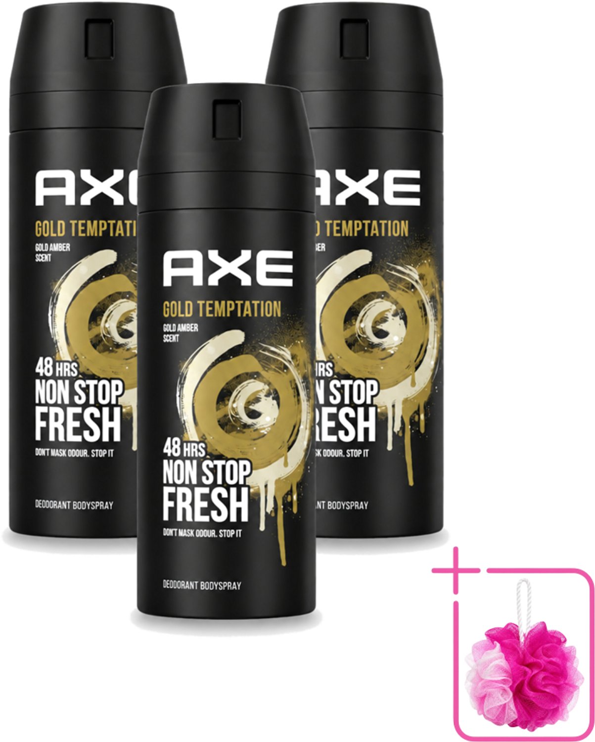 3 x AXE - Deodorant Spray - Gold Temptation - Luxe Geur - Oriëntaals & Fris - 150 ml - Bulkverpakking - Deodorant spray - Geur