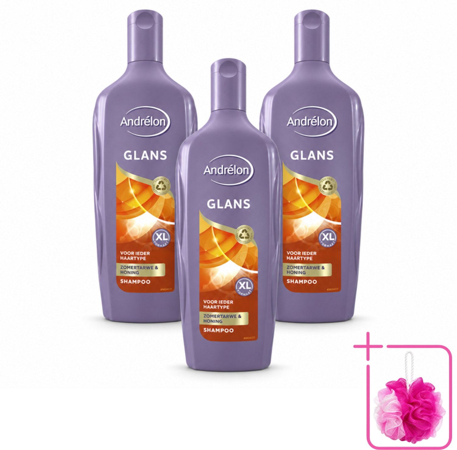 3 x Andrélon - Glans - Shampoo - 450 ml - Bulkverpakking - Glans haar - Douchemop - Natuurlijke glans