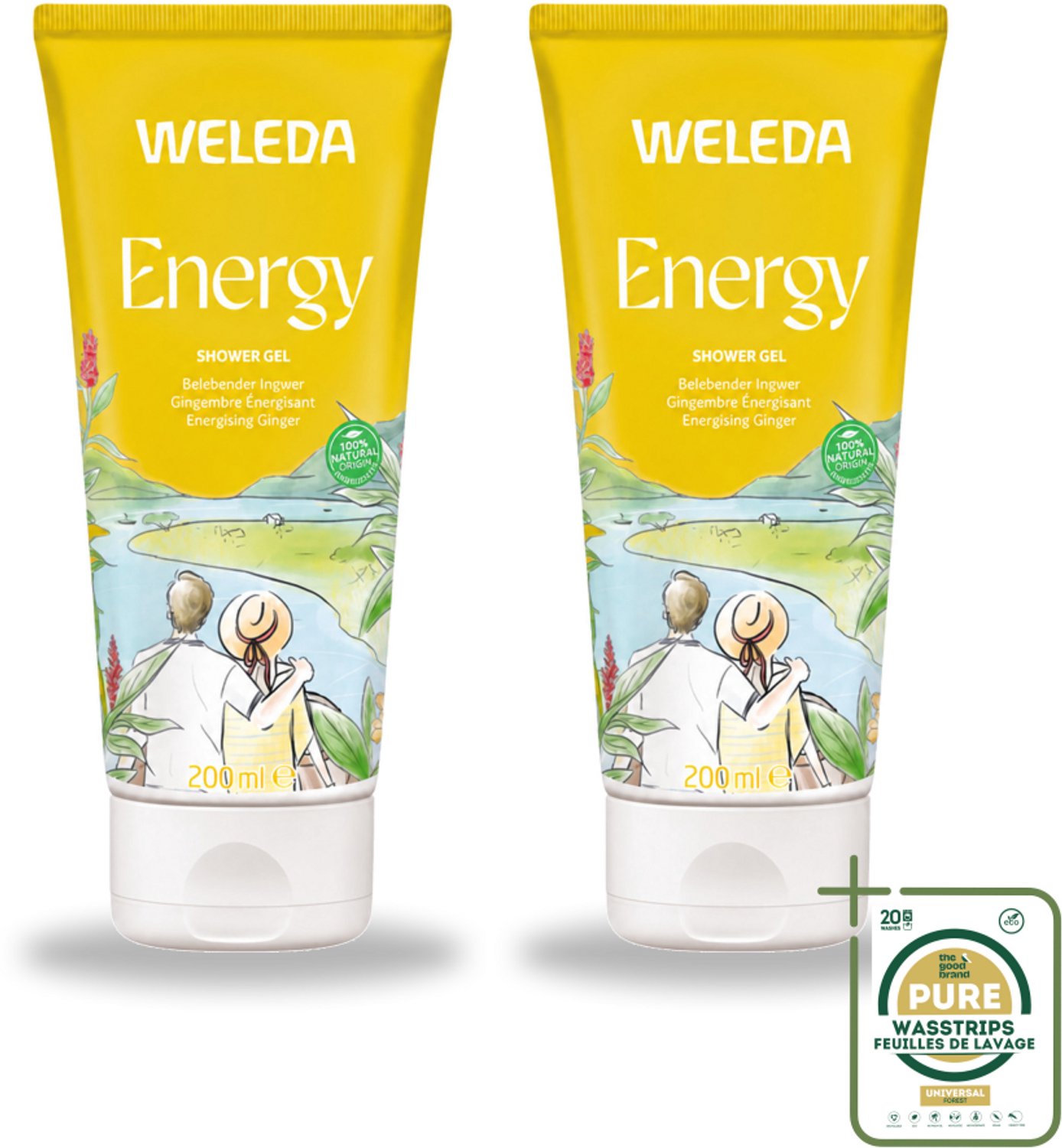 2 x WELEDA - Douchegel Aroma Shower Energy - 200 ml - Wasstrips - Douchegel Energie - Energieboost - Natuurlijke Douchegel - Aromatherapie - Energie Voor De Dag