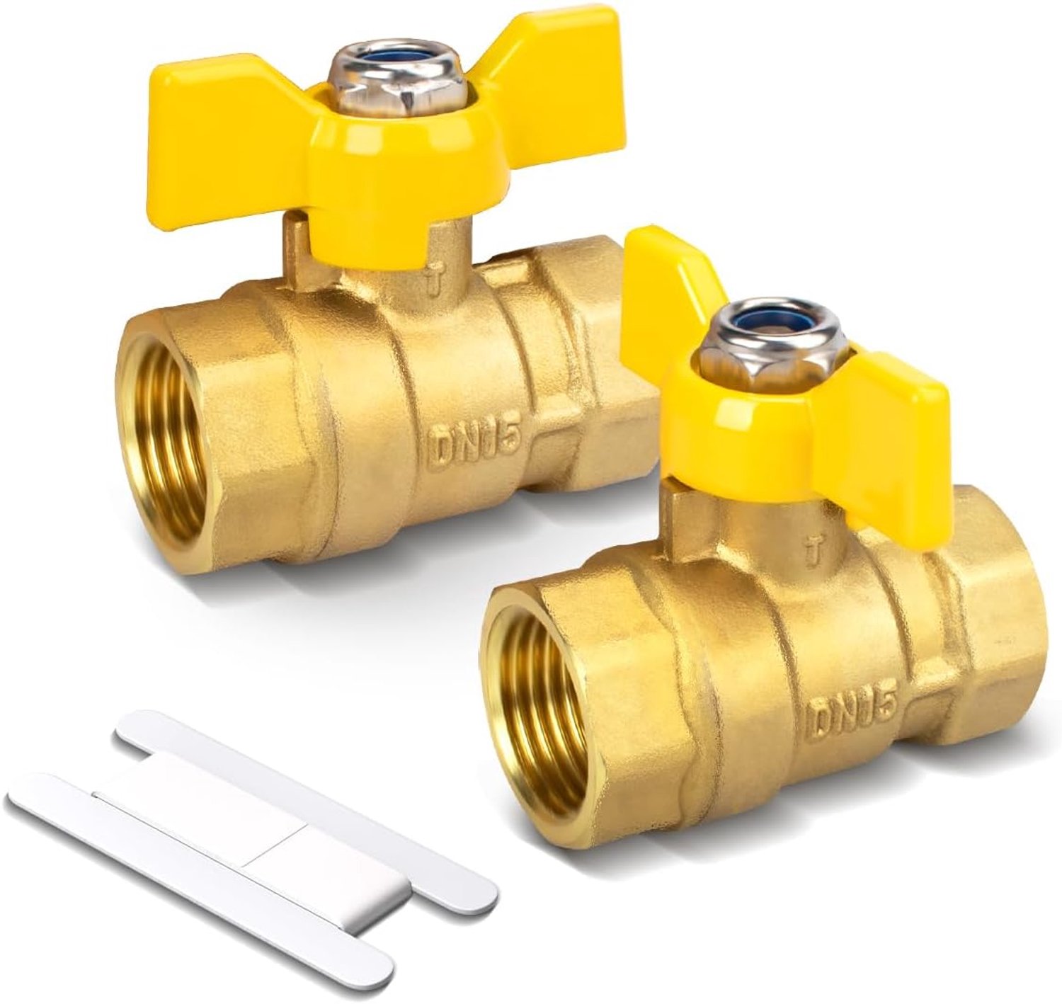 Bwintech 2pcs 1/2" Female BSP to 1/2" Female BSP in Brass, Ball Valves with Wing Handle 180 Degree Off Switch Control - ShopVlot