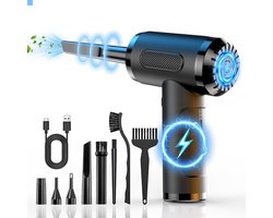 AMFUN Perslucht-plumeau, elektrisch, 3 snelheden, 50.000 omw/min, compressie, met ledlicht, oplaadbaar, voor laptop - ShopVlot