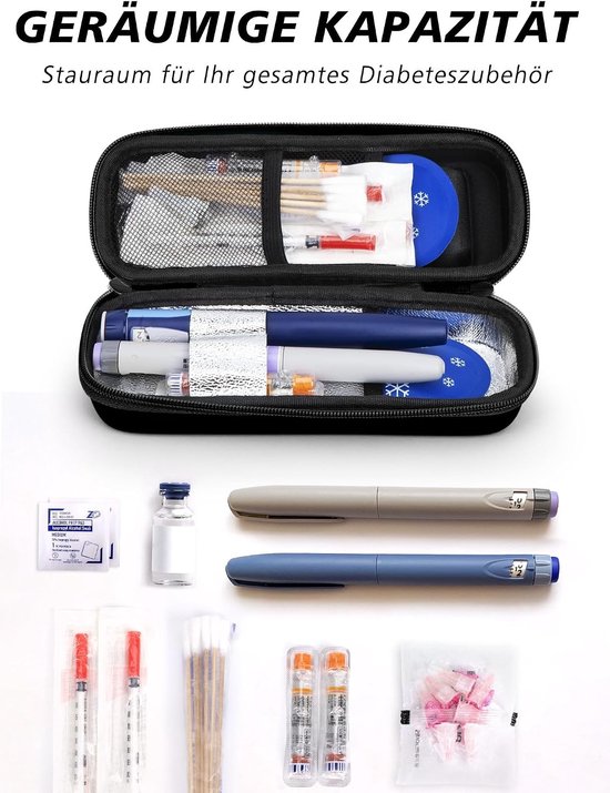 Insuline koeltas met 2 TSA gekoelde batterijen, mini medicijn koeler voor reizen, geïsoleerde tas voor diabetes, insuline en medicatie accessoires (Zwart) — afbeelding 2