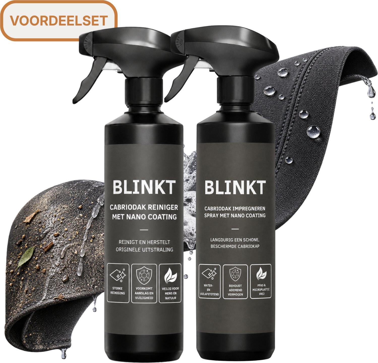 Cabriodak Reinigen en Impregneren Set - Nano Coating - Verwijdert Groene Aanslag & Waterafstotend - Geurloos - 2x 500 ml
