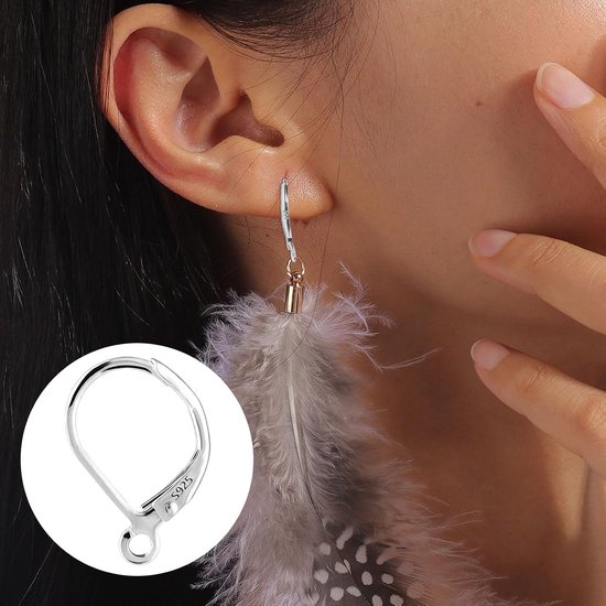 Oorbelhaken,Oorbelhaken Open lus 925 sterling zilveren oorhaakjes Sieraden — afbeelding 5