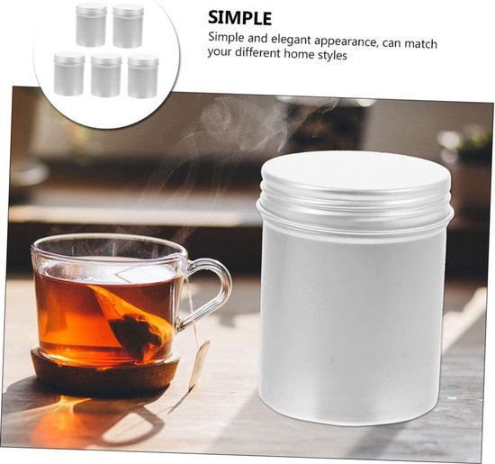 5stuks Aluminium Tea Canister Multifunctionele Opslagdozen Voor Haarwax Thee Vochtbestendige Droog Bewaaroplossing Voor Huishoudelijk Gebruik Koffiehuizen — afbeelding 5