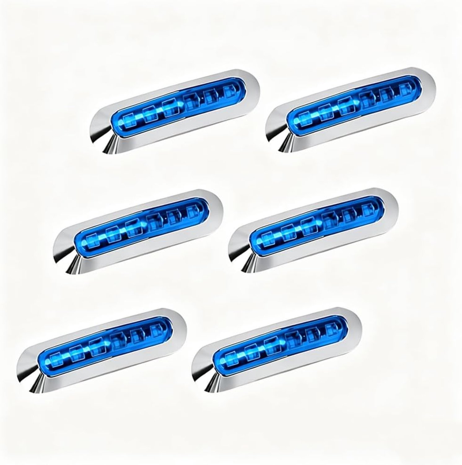 Led-zijmarkeringslichten voor boten, blauw, 10-30 V DC, met polycarbonaat lens en ABS-behuizing, voor pontons, vissersboten en snelle starters (6 stuks)