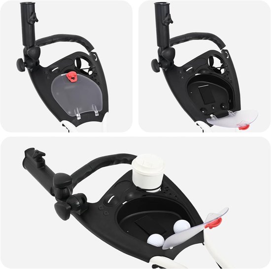 Golftrolley, opvouwbaar, van aluminium, lichte golftrolley voor golfuitrusting, 100 x 69 x 114 cm, zwart — afbeelding 3