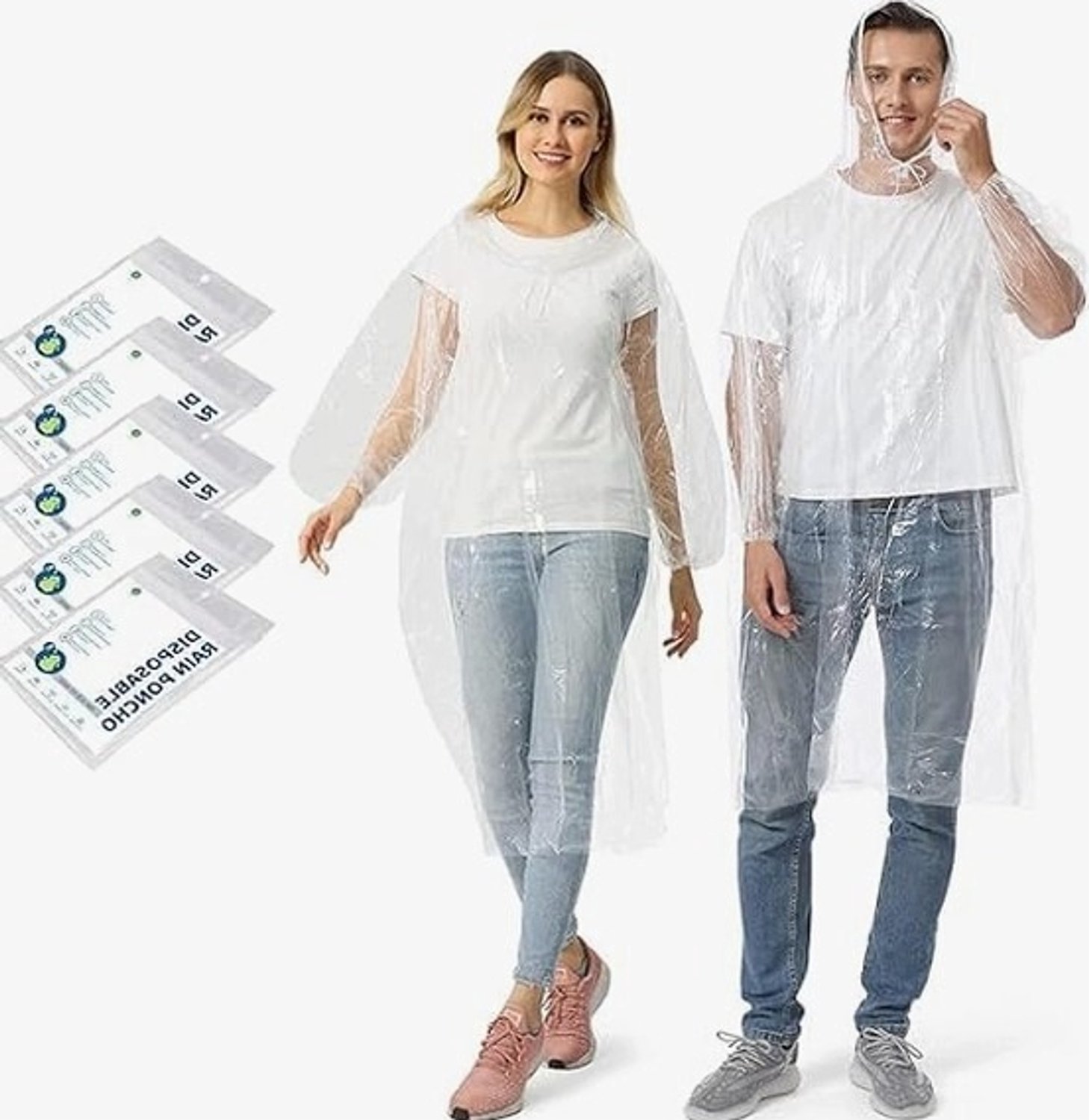 5x Transparante Regenponcho met Capuchon - Lichtgewicht & Waterdicht