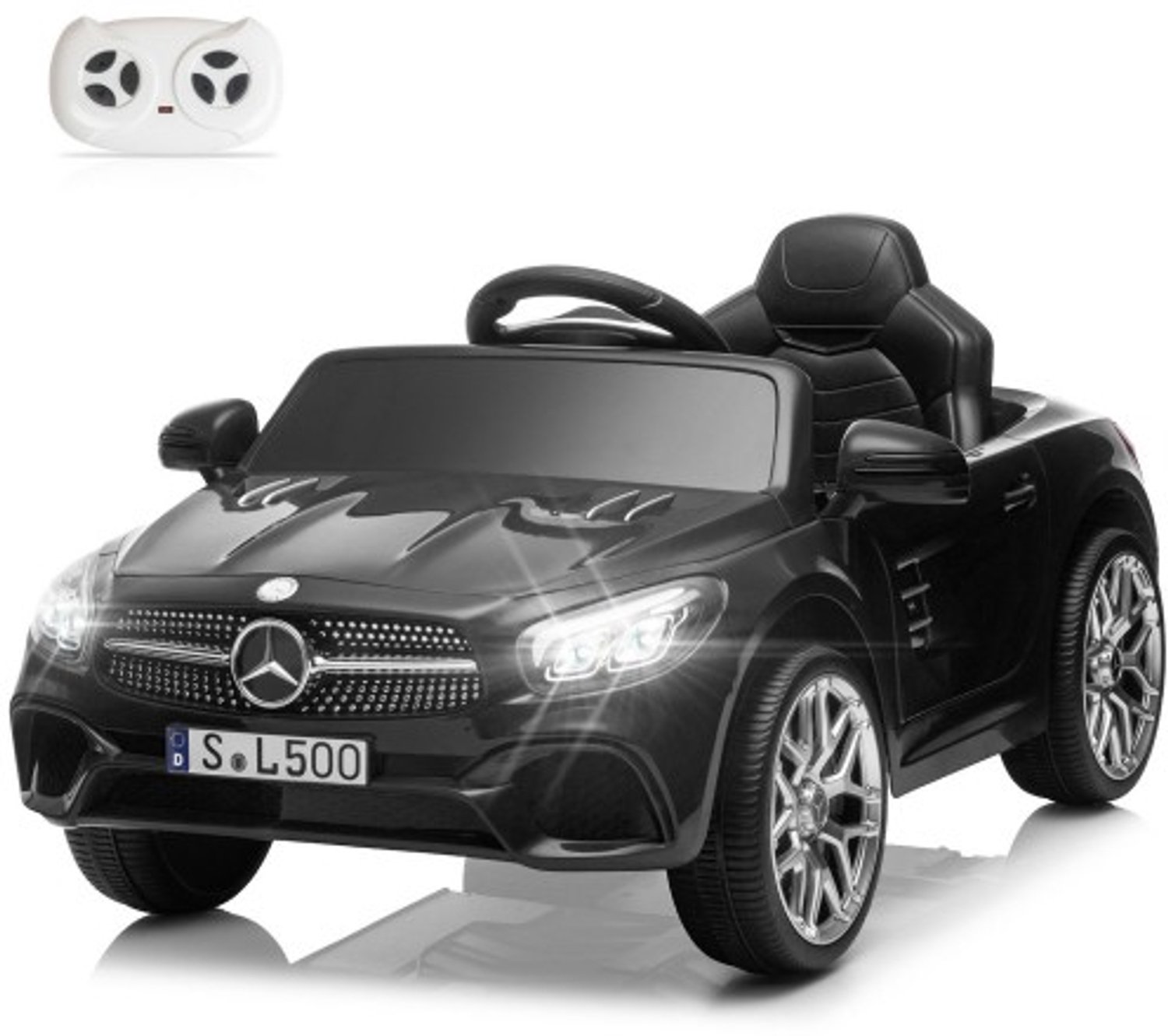 LEADZM Mercedes-Benz SL500 elektrische kinderauto met 2,4 GHz-afstandsbediening, 12 V, zwart