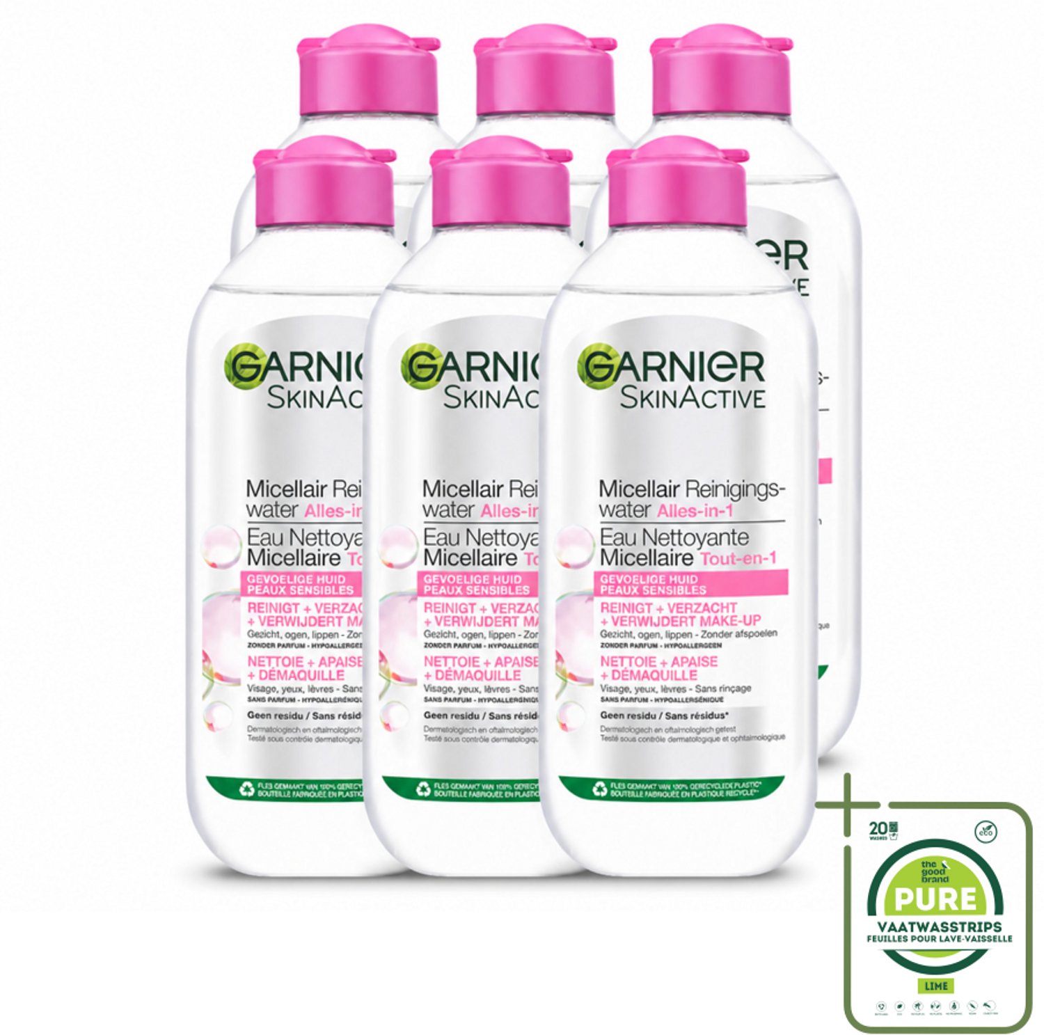 6 x Garnier - SkinActive - Micellair Reinigingswater - Gevoelige Huid - Milde Reiniging & Make-Up Remover - 400 ml - Grootverpakking - Gevoelige Huid - Micellair Reinigingswater - Make-up Verwijderen - Milde Reiniging - Gezicht Reinigen