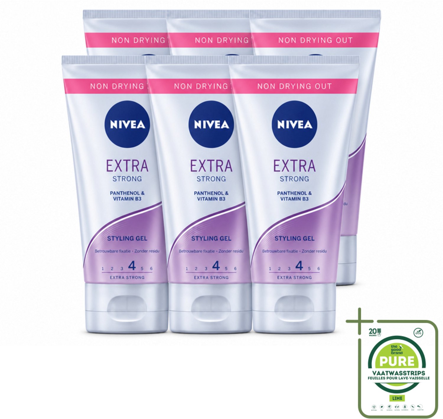 6 x NIVEA - Stylingsgel - Extra Sterk - Betrouwbare Fixatie - 150 ml - Grootverpakking - Vaatwasstrips - Styling Gel - Haar Fixatie - Gezond Haar - Haar Verzorging - Haar Bescherming