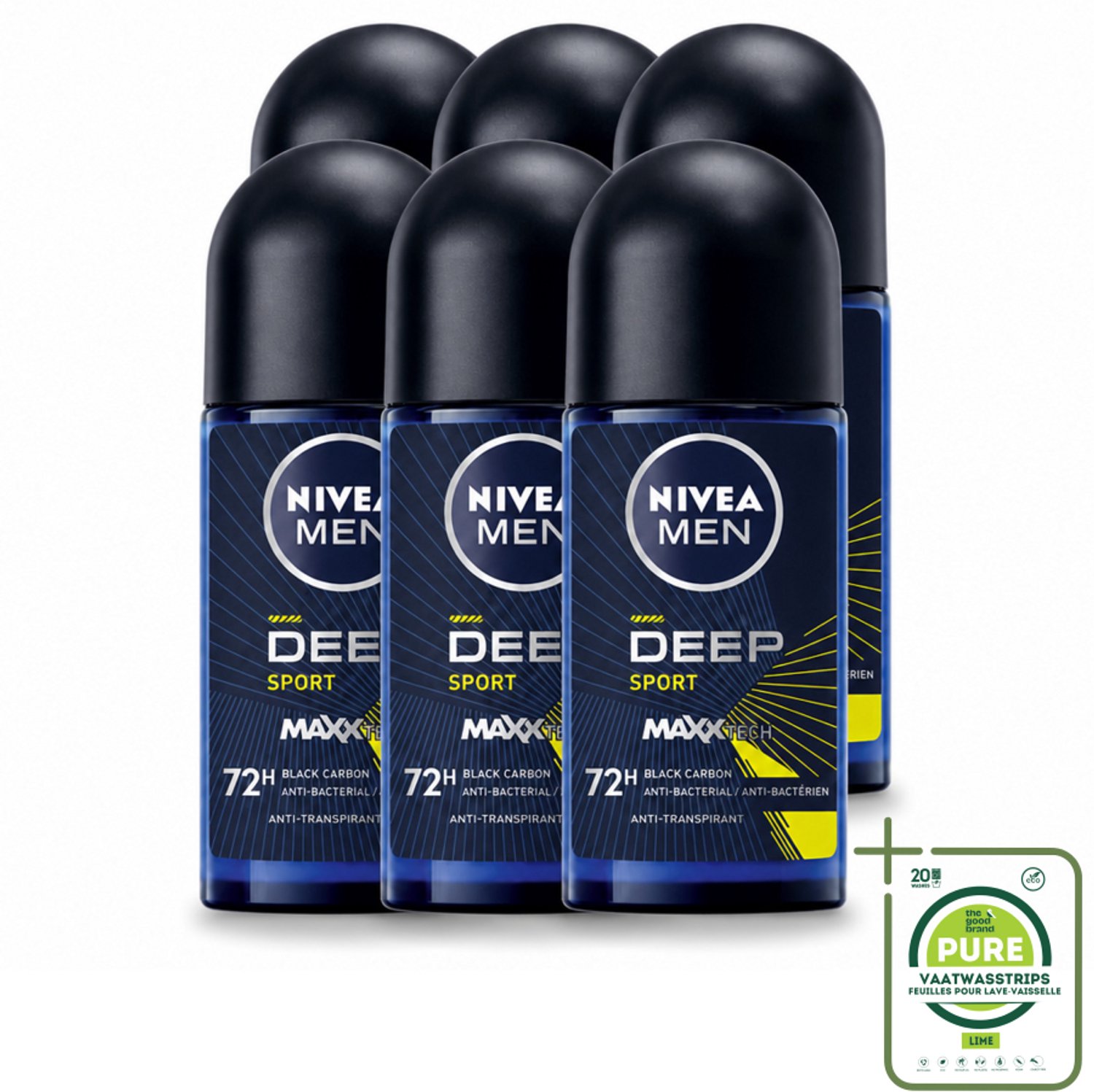 6 x NIVEA MEN - Deodorant Roller - Deep Sport - 50 ml - Grootverpakking - Anti-transpirant - Zweetbestendig - Geurbestendig - Sport Deodorant - Citrusgeur