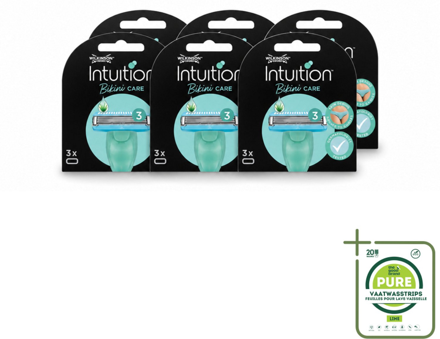 6 x Wilkinson Intuition - Navulmesjes - Bikini Care Duo - Praktisch - 3 mesjes - Grootverpakking - Intieme Zone Scheren - Gevoelige Huid Scheren - Bikini Lijn Scheren - Huidverzorging Scheren - Scherpe Mesjes