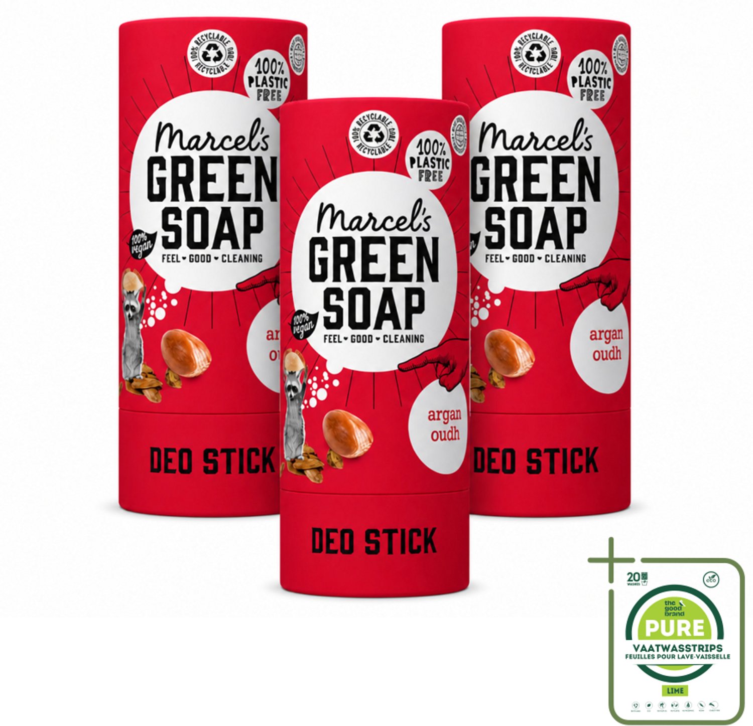 3 x Marcel's Green Soap - Deodorant Stick - Argan & Oudh - Langdurige frisheid - 40 gr - Grootverpakking - Deodorant - Argan - Oudh - Natuurlijke Deodorant - Frisheid