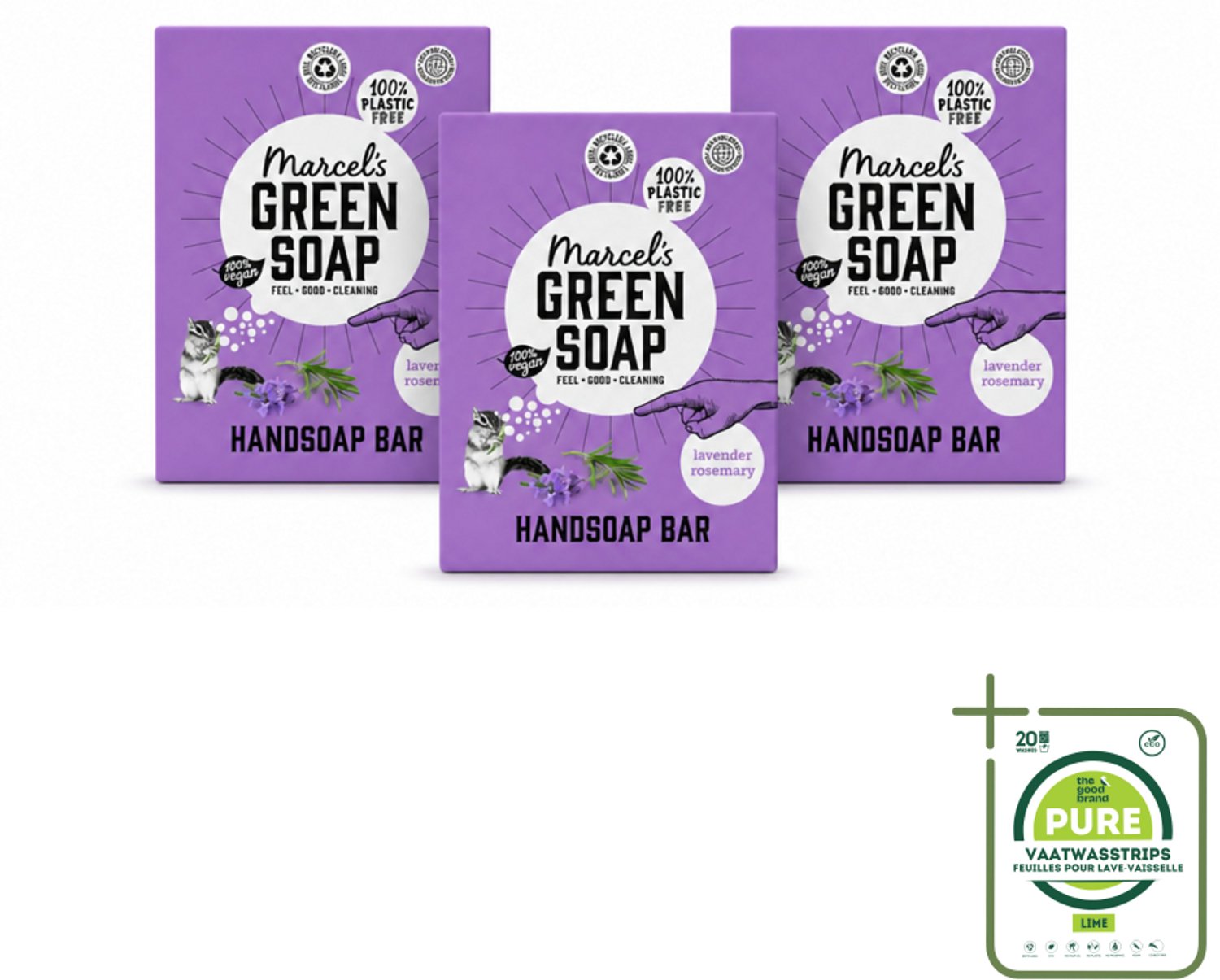 3 x Marcel's Green Soap - Handzeep Bar - Lavendel & Rozemarijn - Zachte verzorging - 90 gr - Grootverpakking - Vaatwasstrips - Handzeep Bar - Natuurlijke Handzeep - Milieuvriendelijke Handzeep - Vegan Handzeep - Lavendel Handzeep