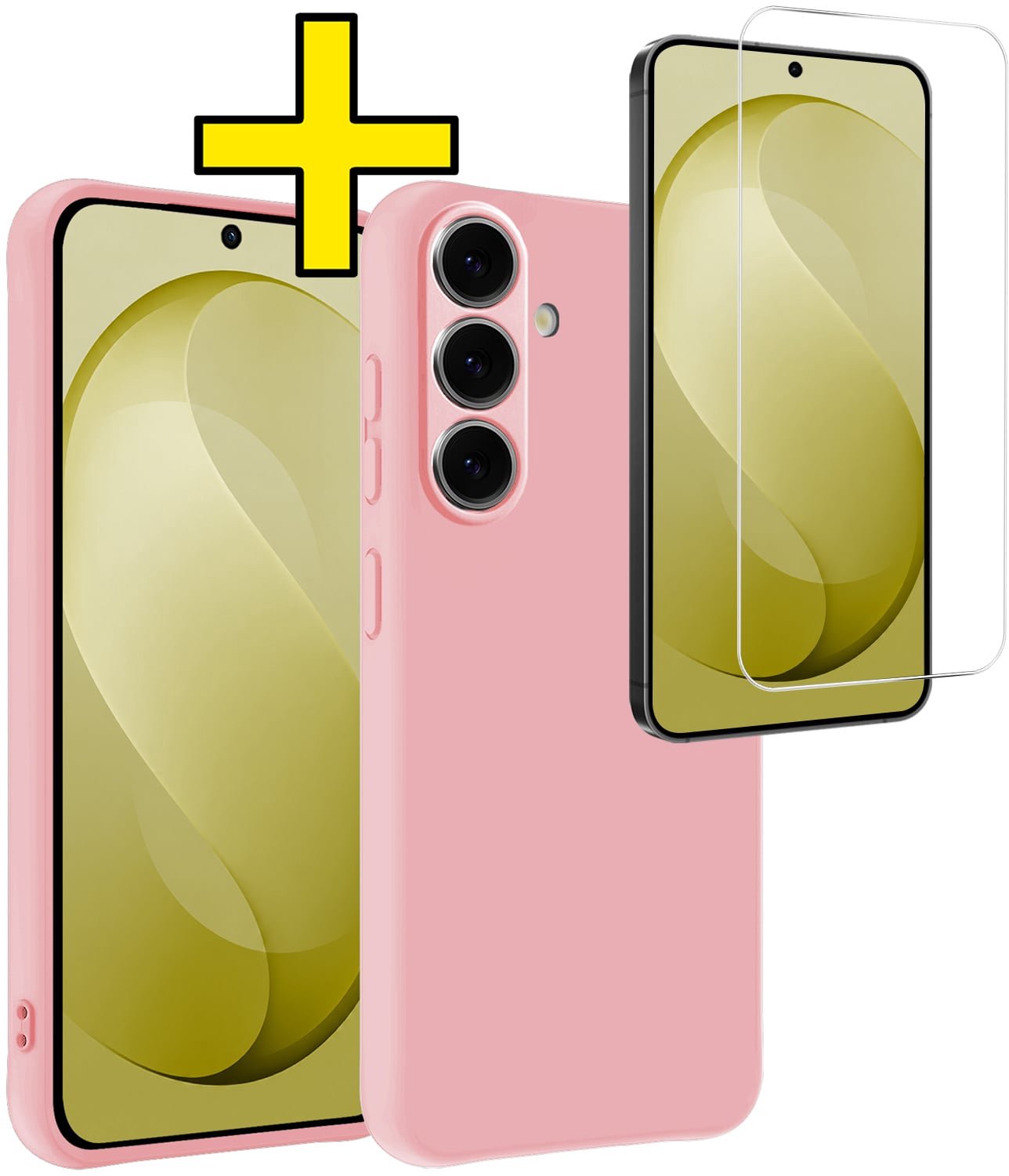 Hoesje - Met Screenprotector - Geschikt voor Samsung Galaxy S26 FE - Sterk & Shockproof - Back Cover - Siliconen Case - Telefoon Hoes - Telefoonhoesjes - Lichtroze