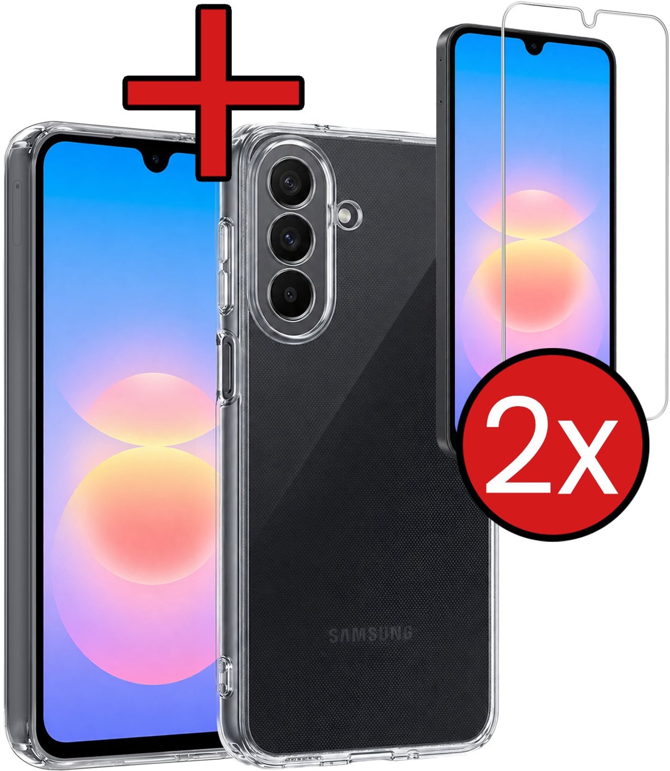 Hoesje - Met 2x Screenprotector - Geschikt voor Samsung Galaxy A18 - Sterk & Shockproof - Telefoon Hoes - Back Cover - Siliconen Case - Telefoonhoes - Transparant