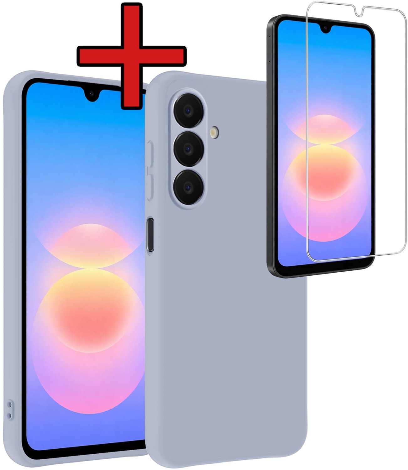 Hoesje - Met Screenprotector - Geschikt voor Samsung Galaxy A18 - Sterk & Shockproof - Telefoon Hoes - Back Cover - Siliconen Case - Telefoonhoes - Lila