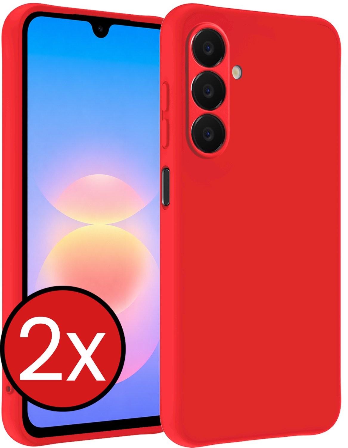 Hoesje - 2 Stuks - Geschikt voor Samsung Galaxy A18 - Sterk & Shockproof - Telefoonhoes - Back Cover - Case Siliconen - Telefoon Hoes - Rood