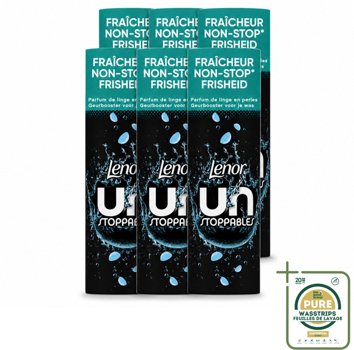 6 x Lenor Unstoppables - Geurbooster - Fris - Non-Stop Frisheid - 19 Wasbeurten - Wasstrips - Geurbooster - Frisheid - Wasgeur - Wasmiddel - Wasgeurbooster