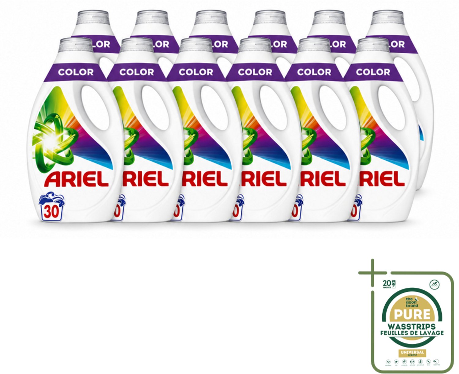 12 x Ariel - Vloeibaar Wasmiddel - Color - 30 Wasbeurten - 1350 ml - Wasstrips - Kleurbehoud - Vlekverwijdering - Vloeibaar Wasmiddel - Wasmiddel Voor Gekleurde Kleding - Wasmiddel Voor Vlekken