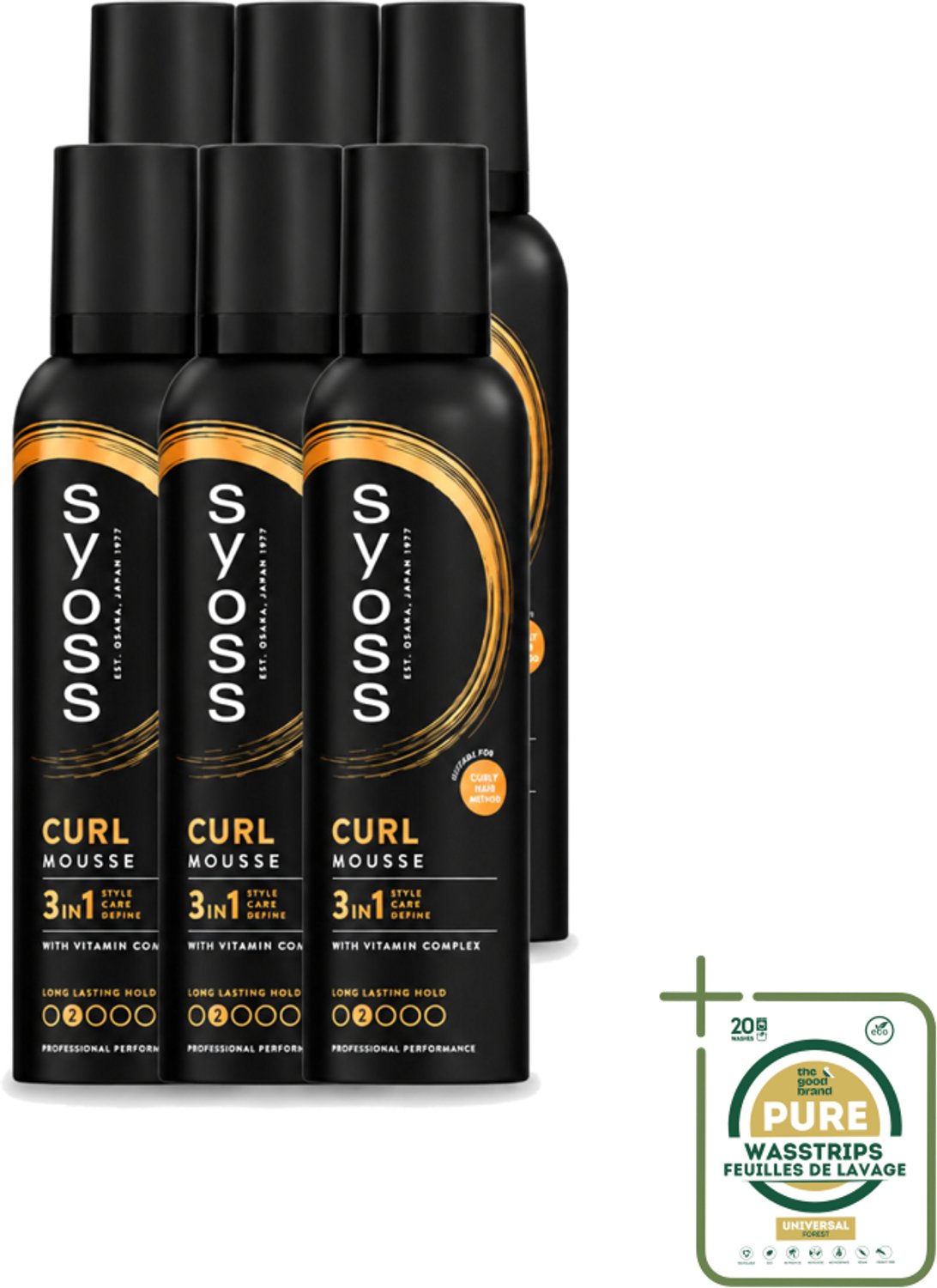 6 x Syoss - Curl - Haarmousse - Anti-Pluis & Bounce - 250 ml - Wasstrips - Haarmousse Anti-pluis - Kruldefinitie - Krul Controleren - Haartype Krullend Haar - Haarspray